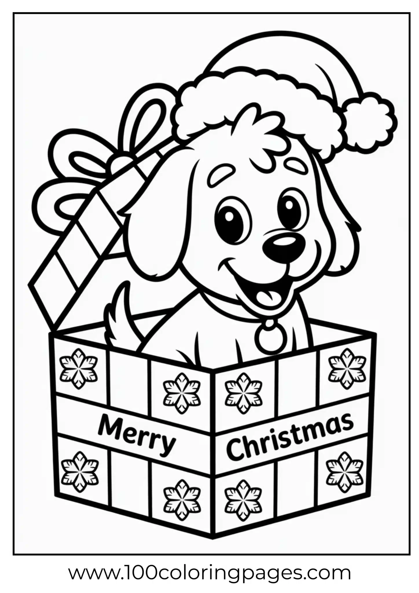 A dog in gift box on Christmas