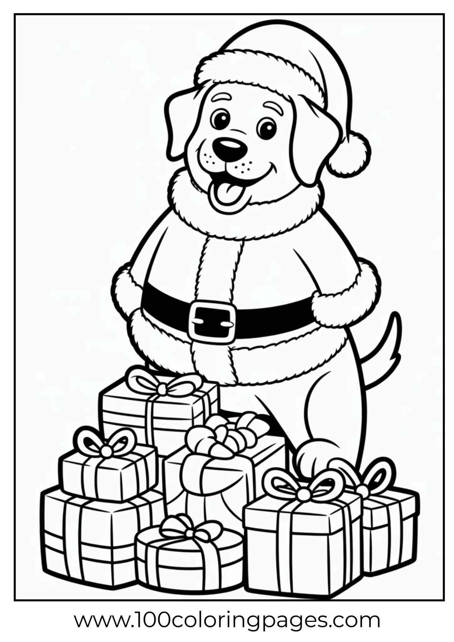 A dog in Santa costume at Christmas