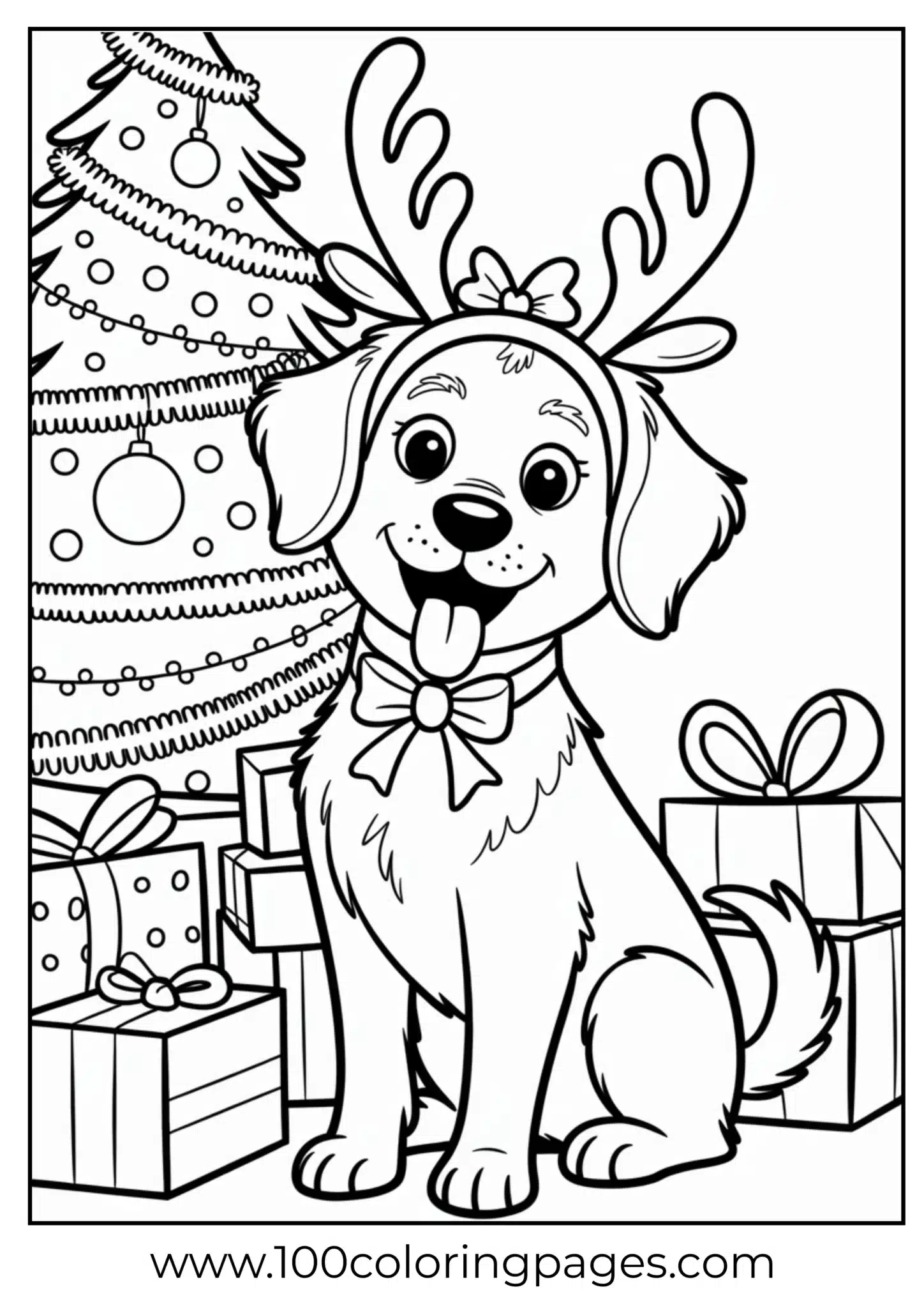 A dog with reindeer antlers on Christmas