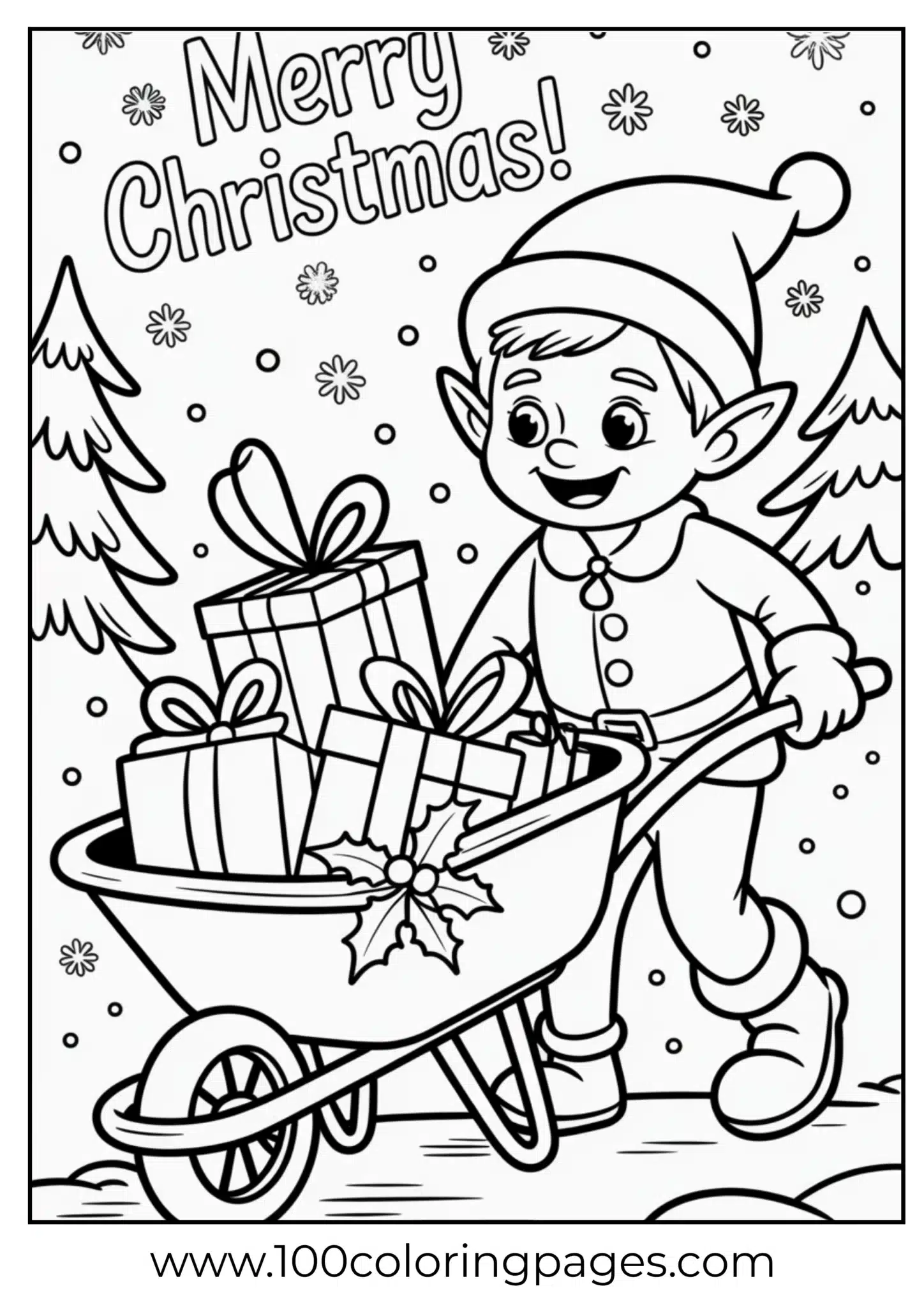 An elf carrying gifts on Christmas