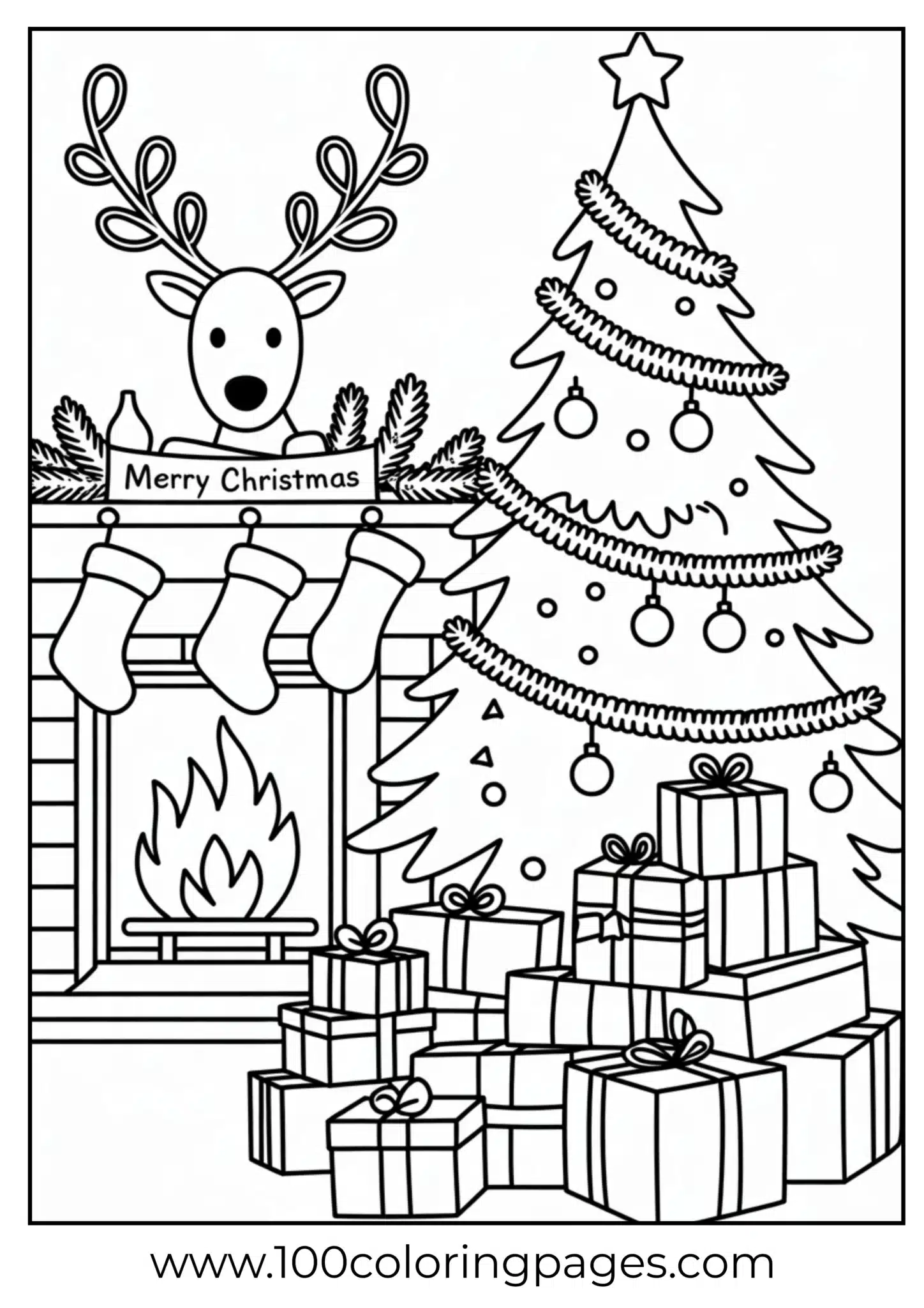 A fireplace and tree together on Christmas
