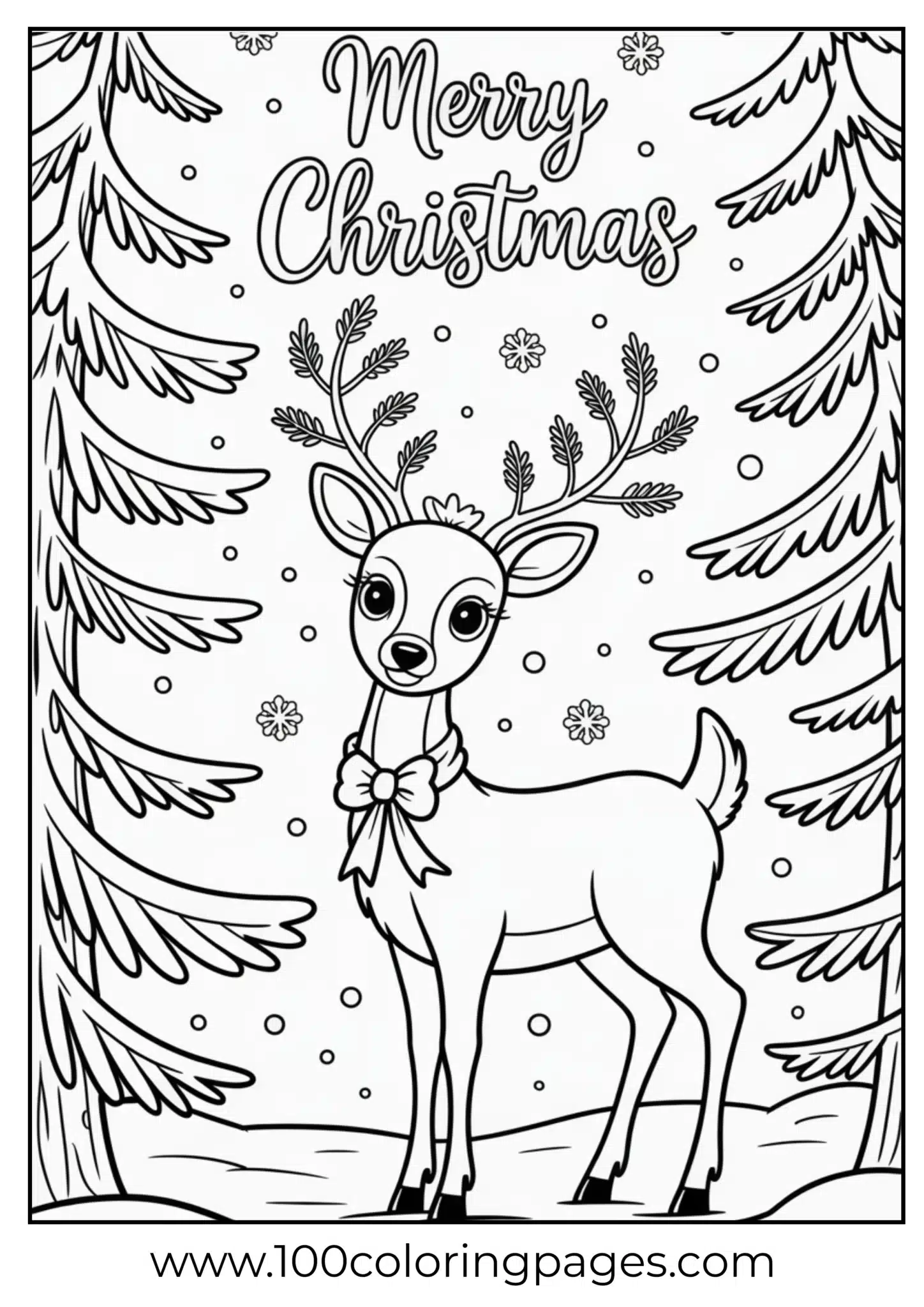 A deer in snowy forest on Christmas