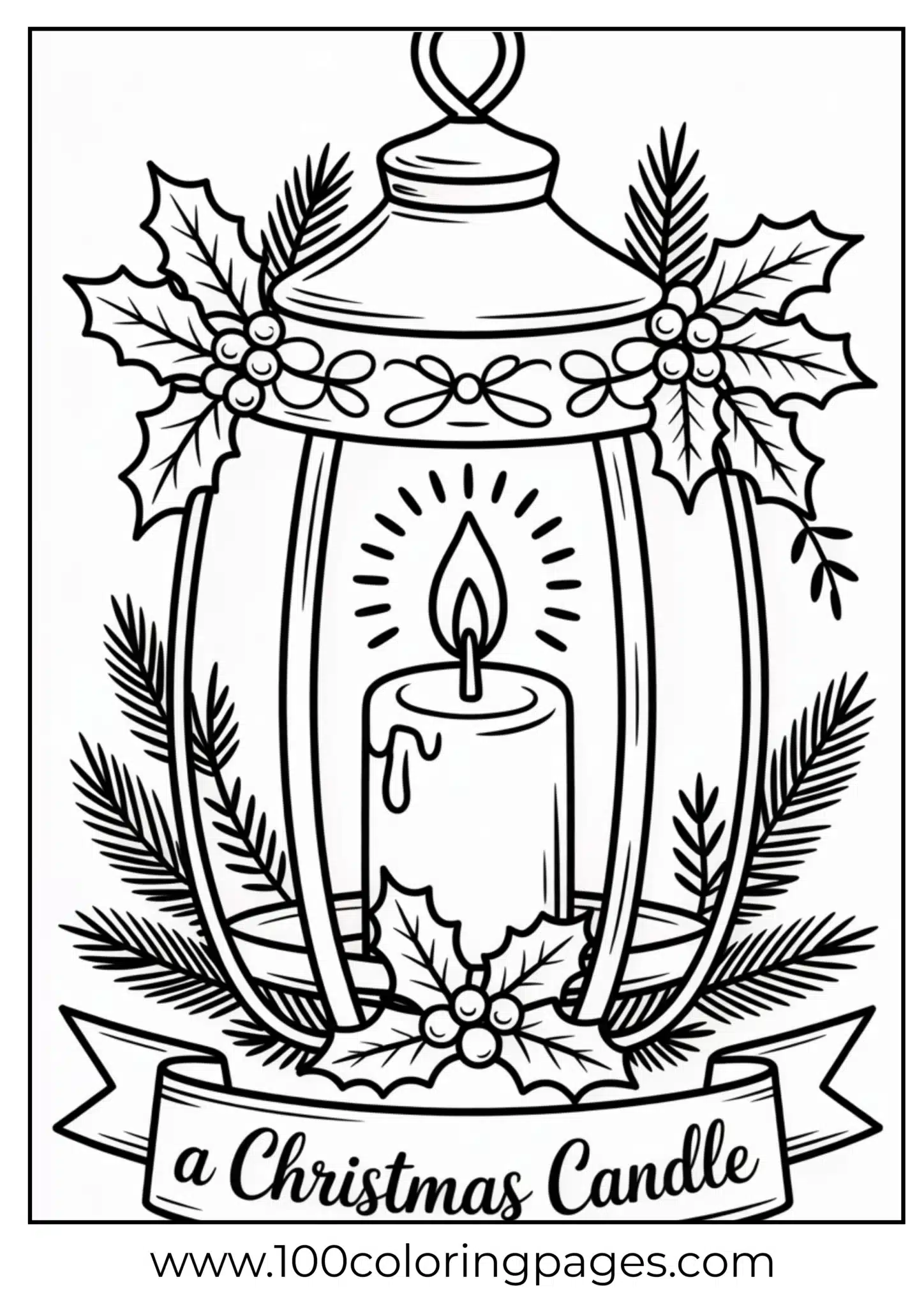 A glowing lantern with holly on Christmas