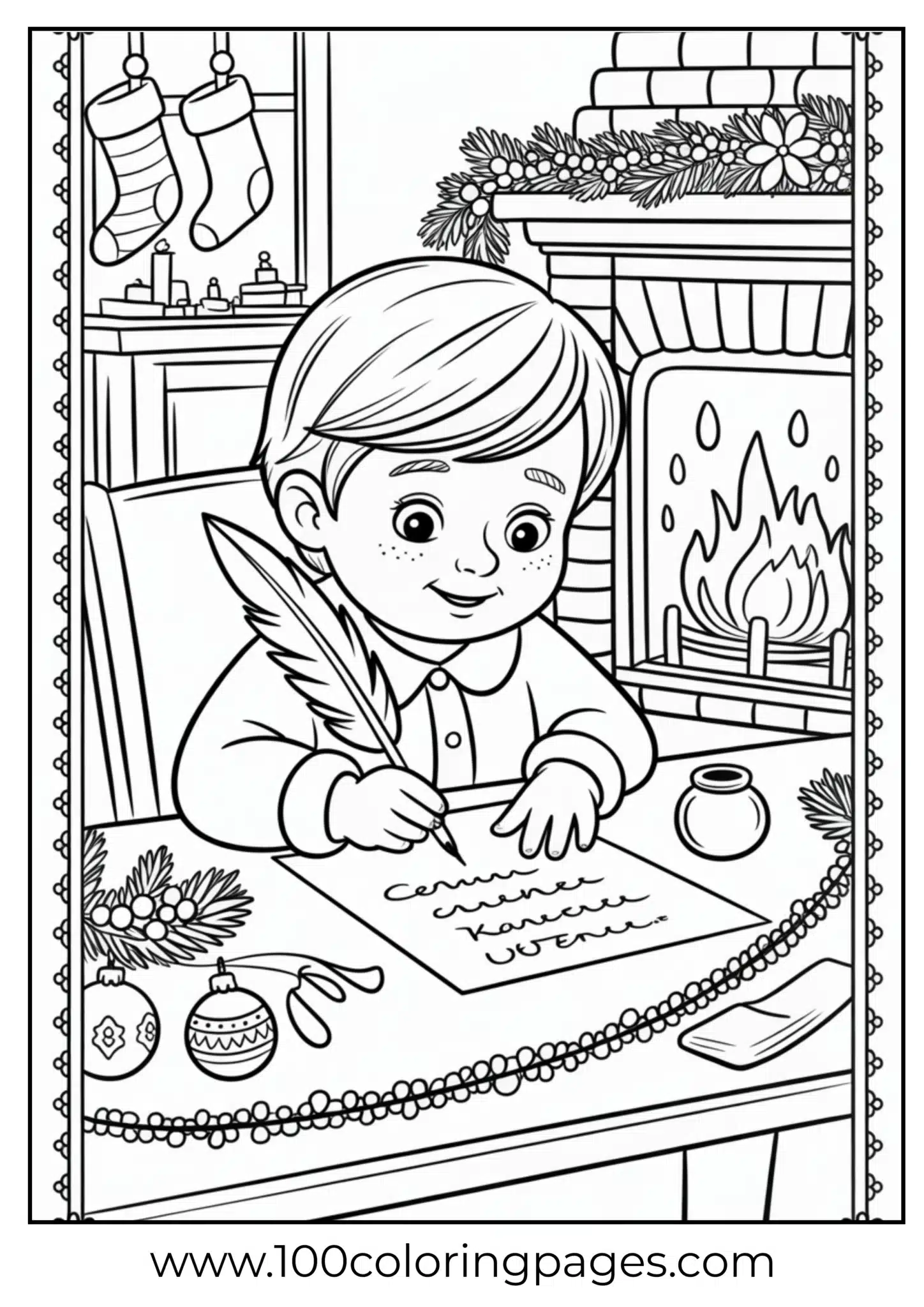A child writing Santa letter on Christmas
