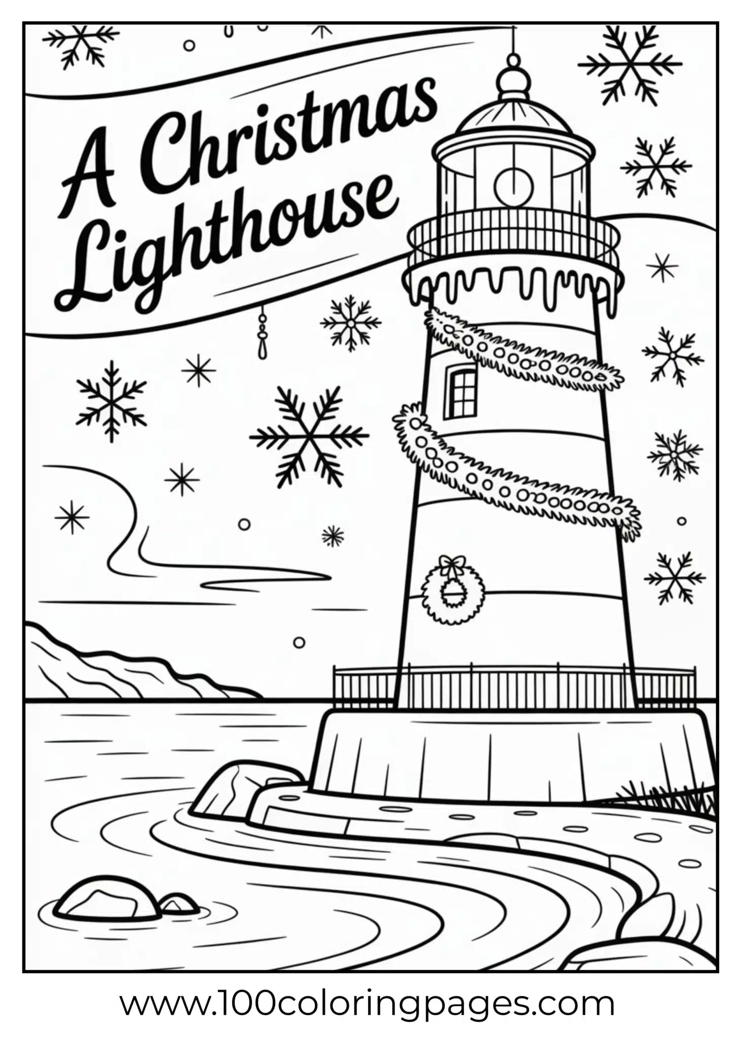 A decorated lighthouse for Christmas