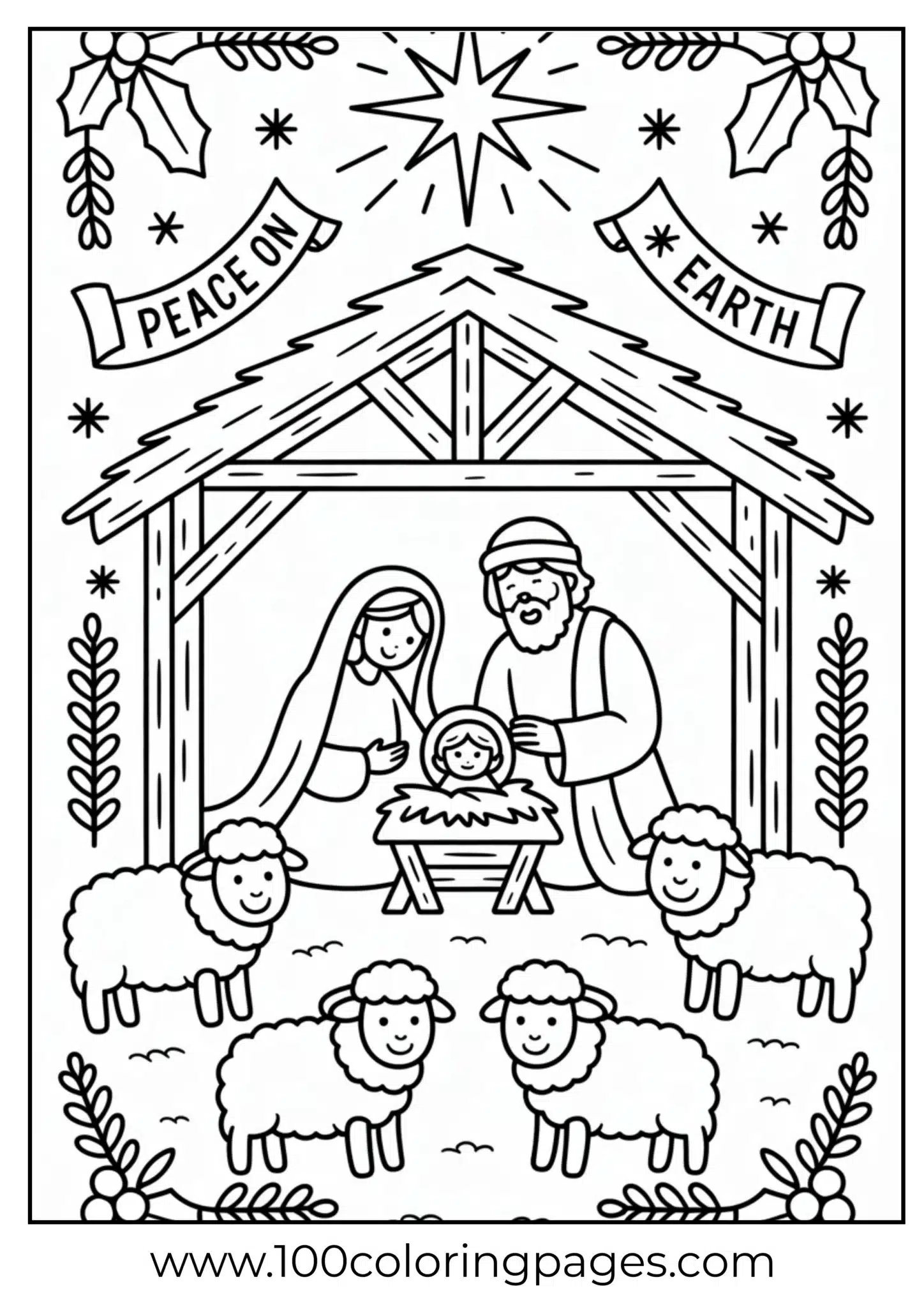 Nativity stable with shepherds at Christmas