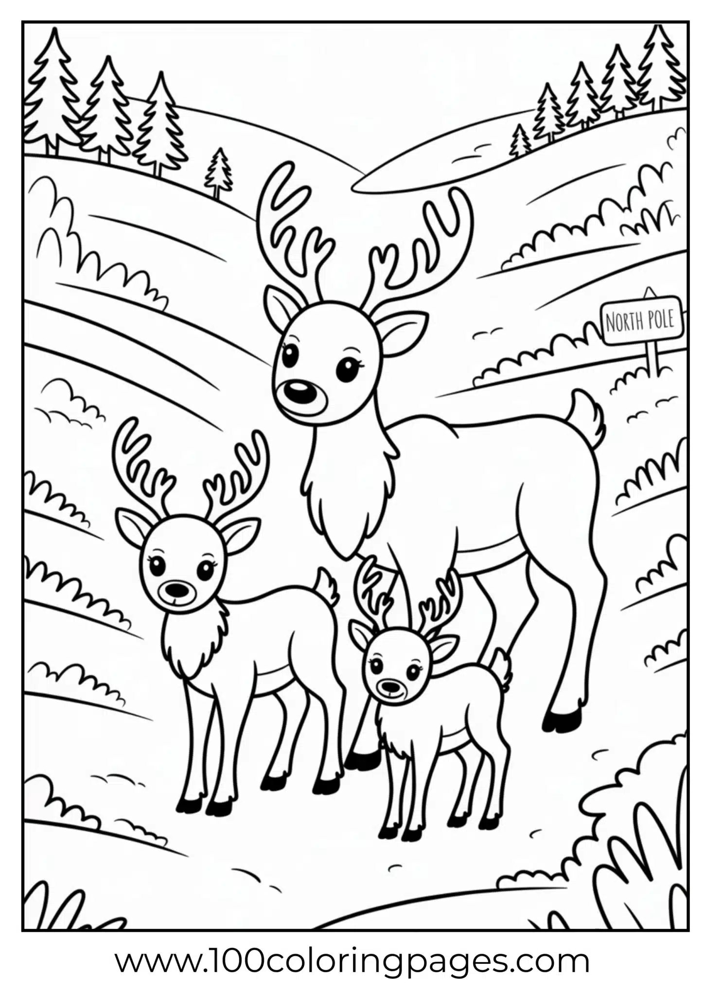 A family of reindeer on Christmas night
