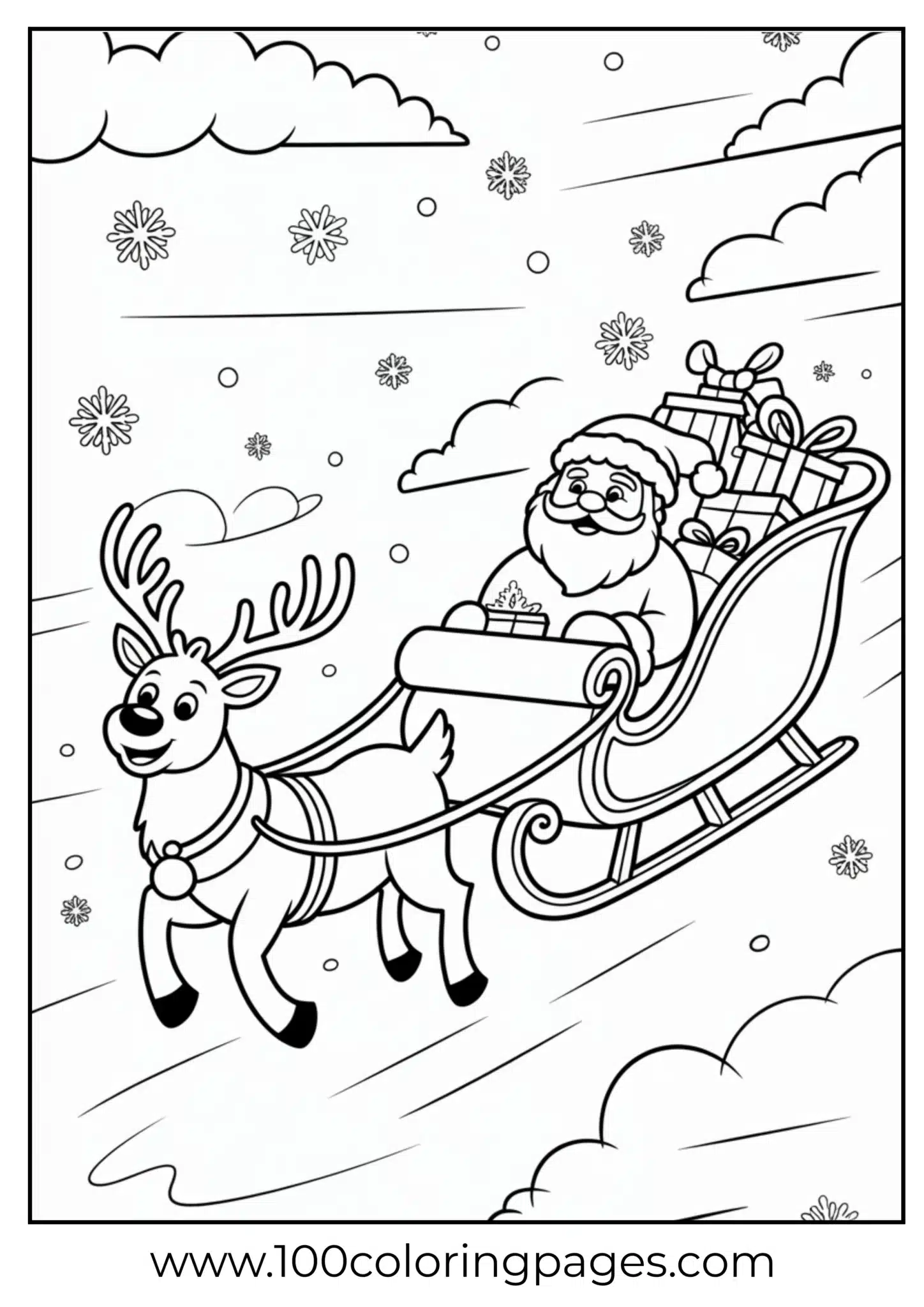 A reindeer pulling Santa’s sleigh on Christmas Eve