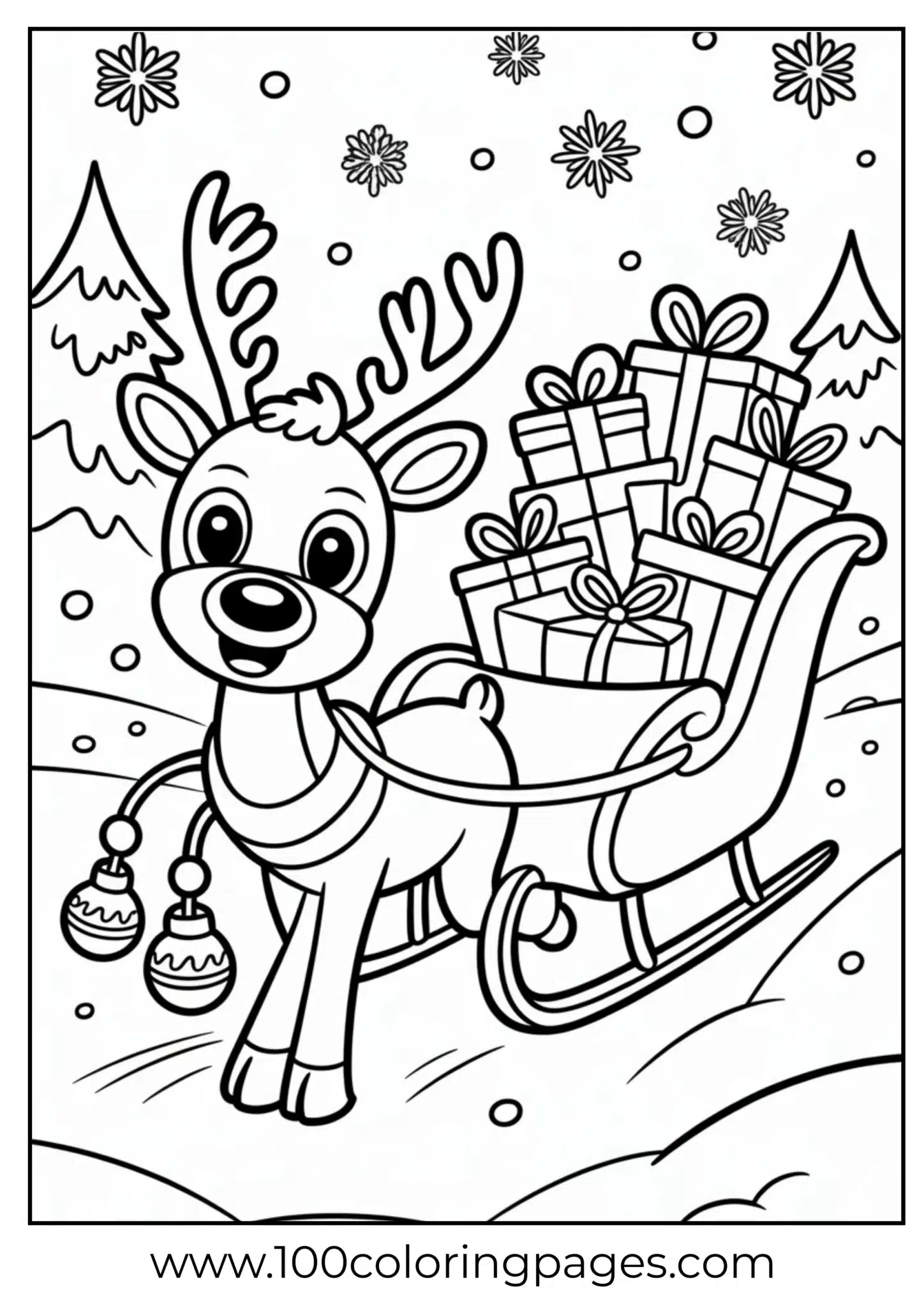 A reindeer with bells on Christmas night