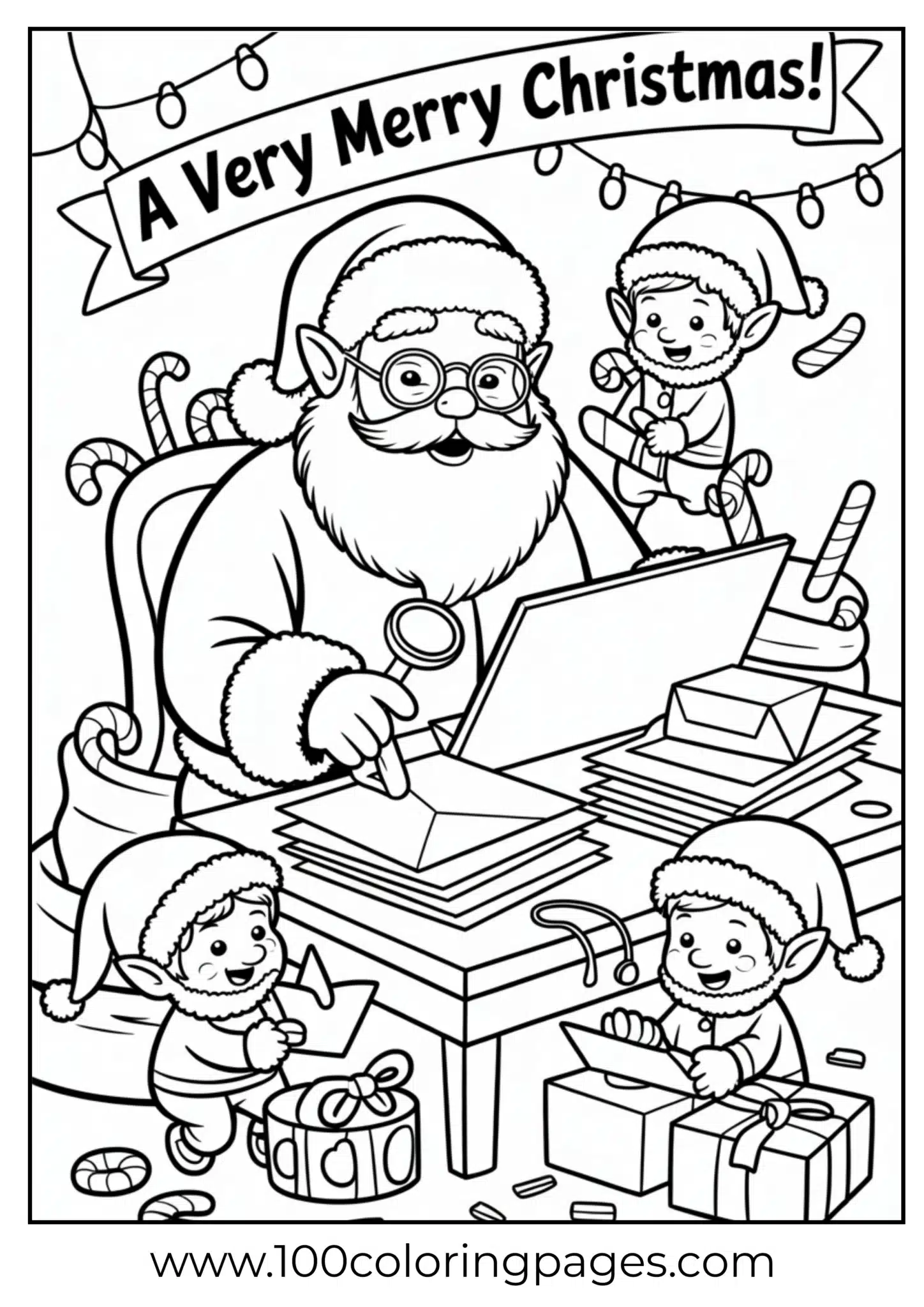 Santa reading children’s letters on Christmas