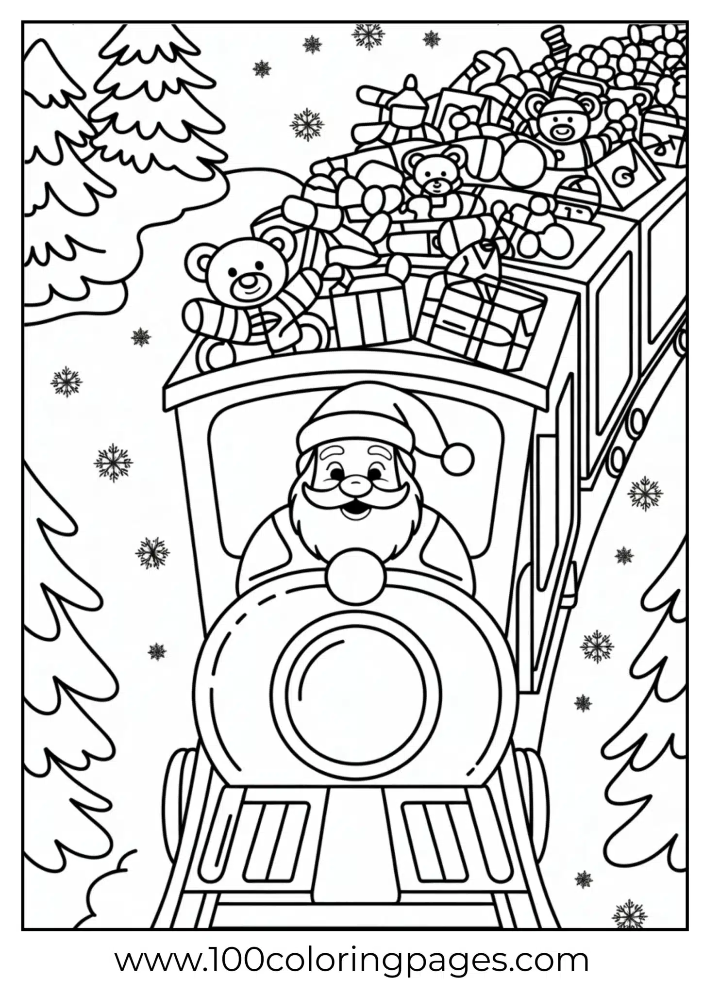 Santa driving toy train on Christmas
