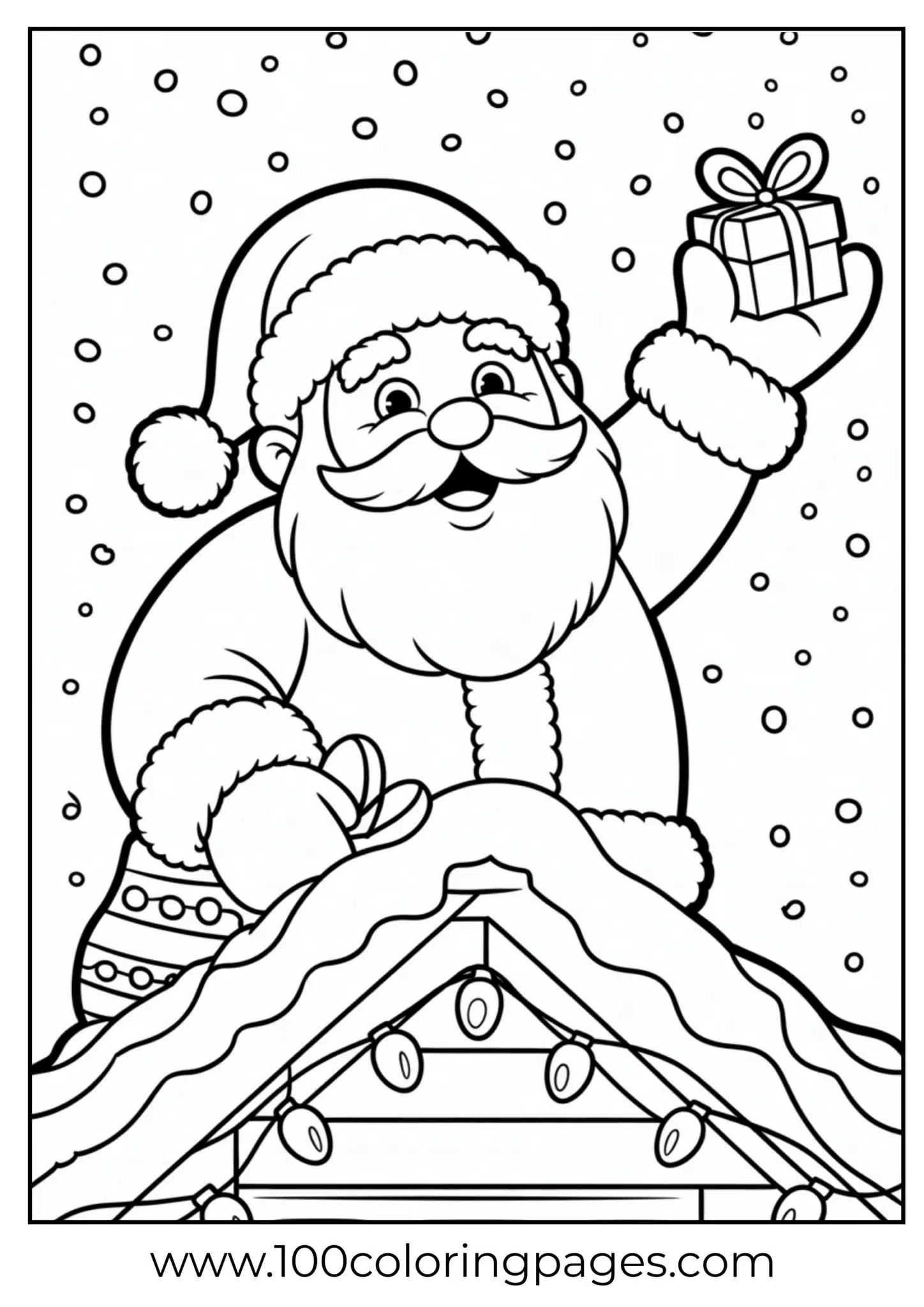Santa waving on Christmas rooftop