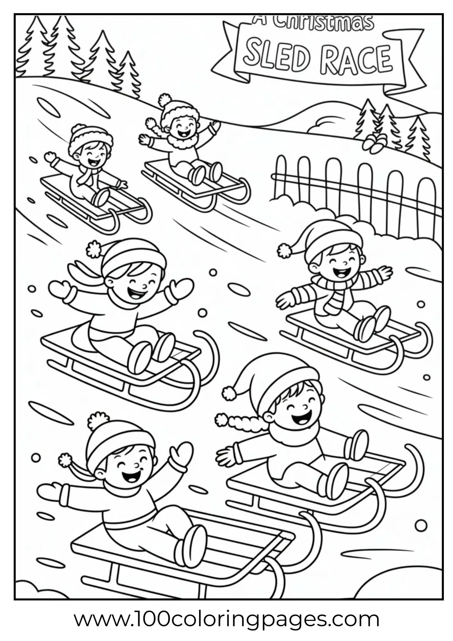 Kids sledding on Christmas day