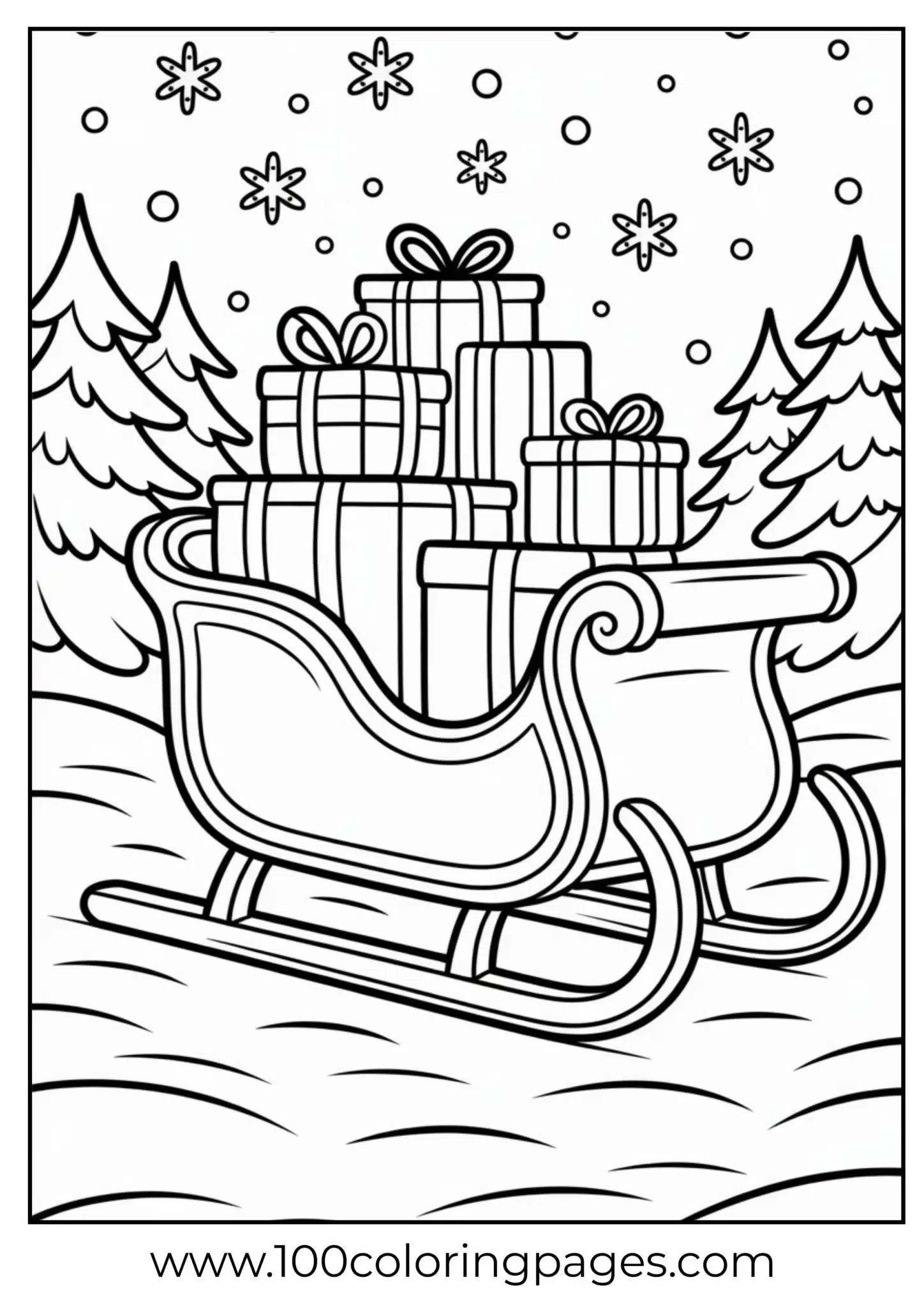 A sleigh filled with Christmas gifts
