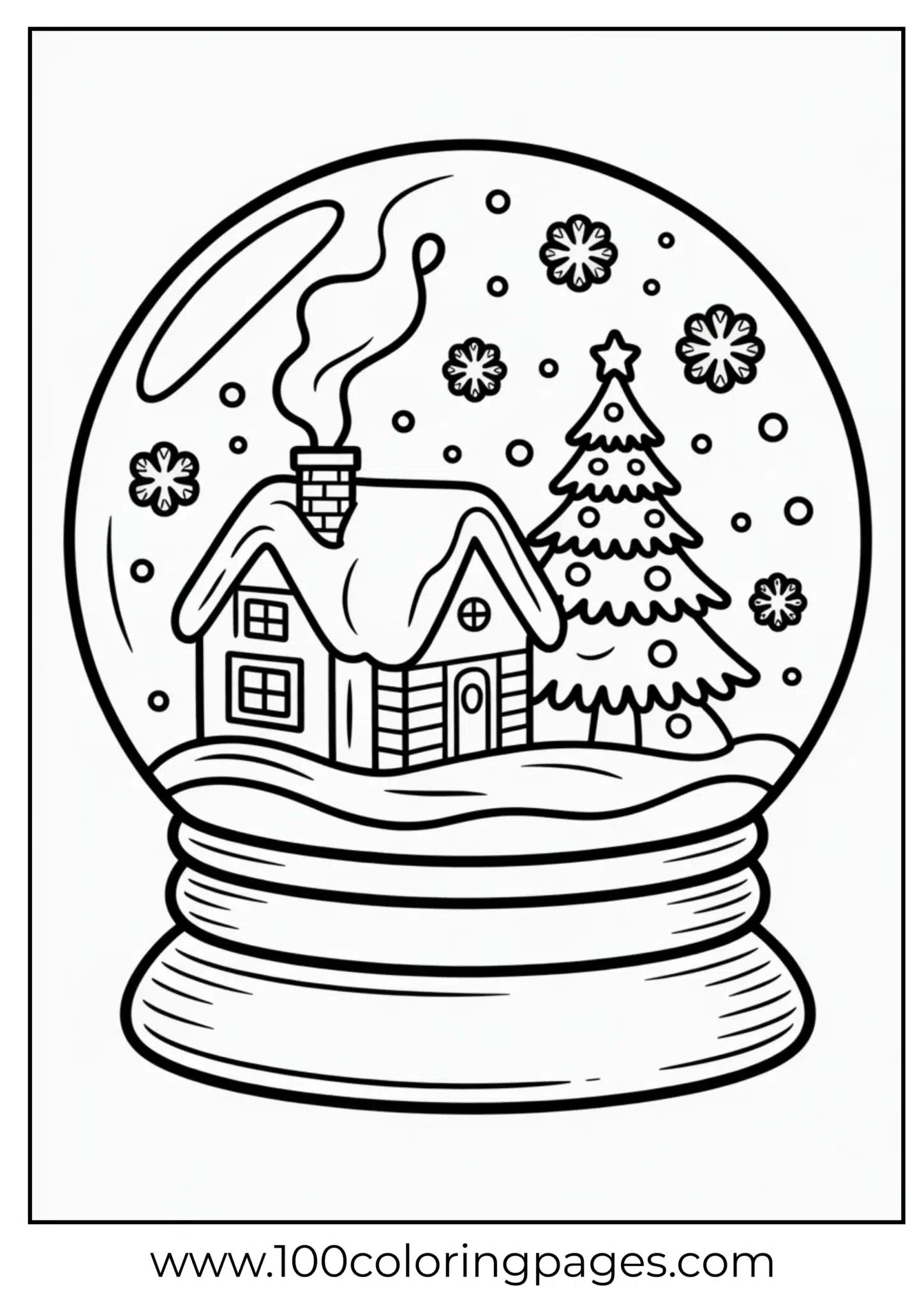 A snow globe with house and tree on Christmas