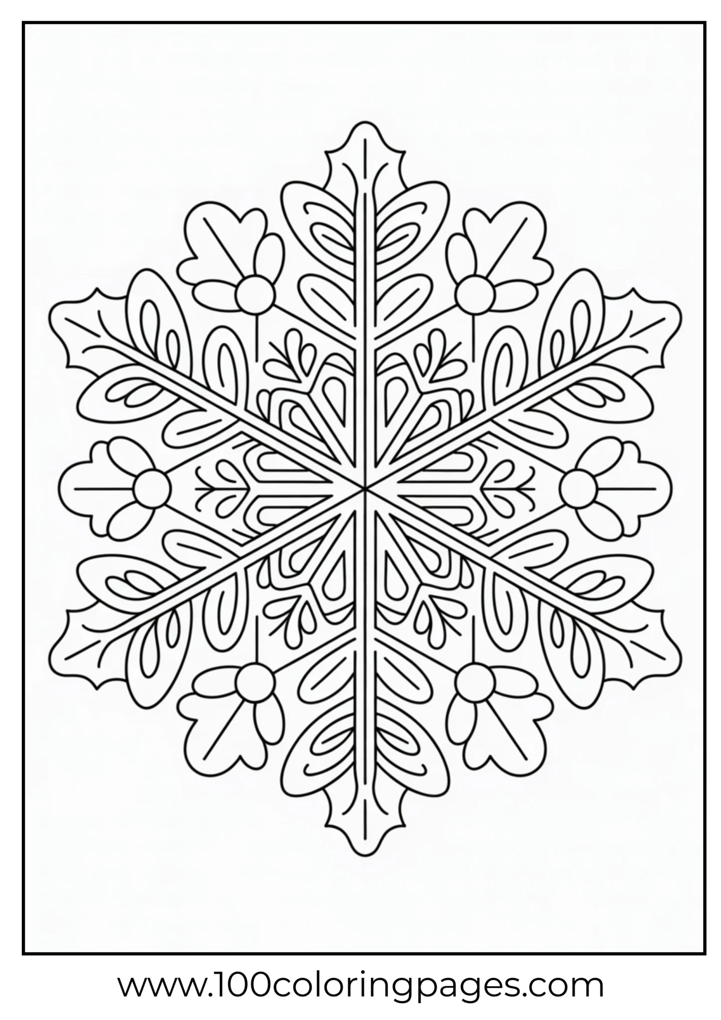 A mandala of snowflakes and holly for Christmas