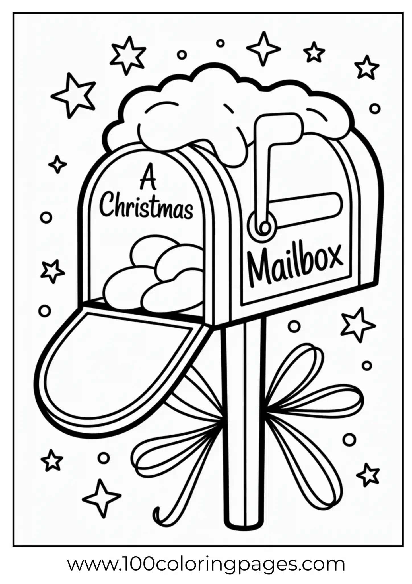 A mailbox decorated for Christmas in the snow