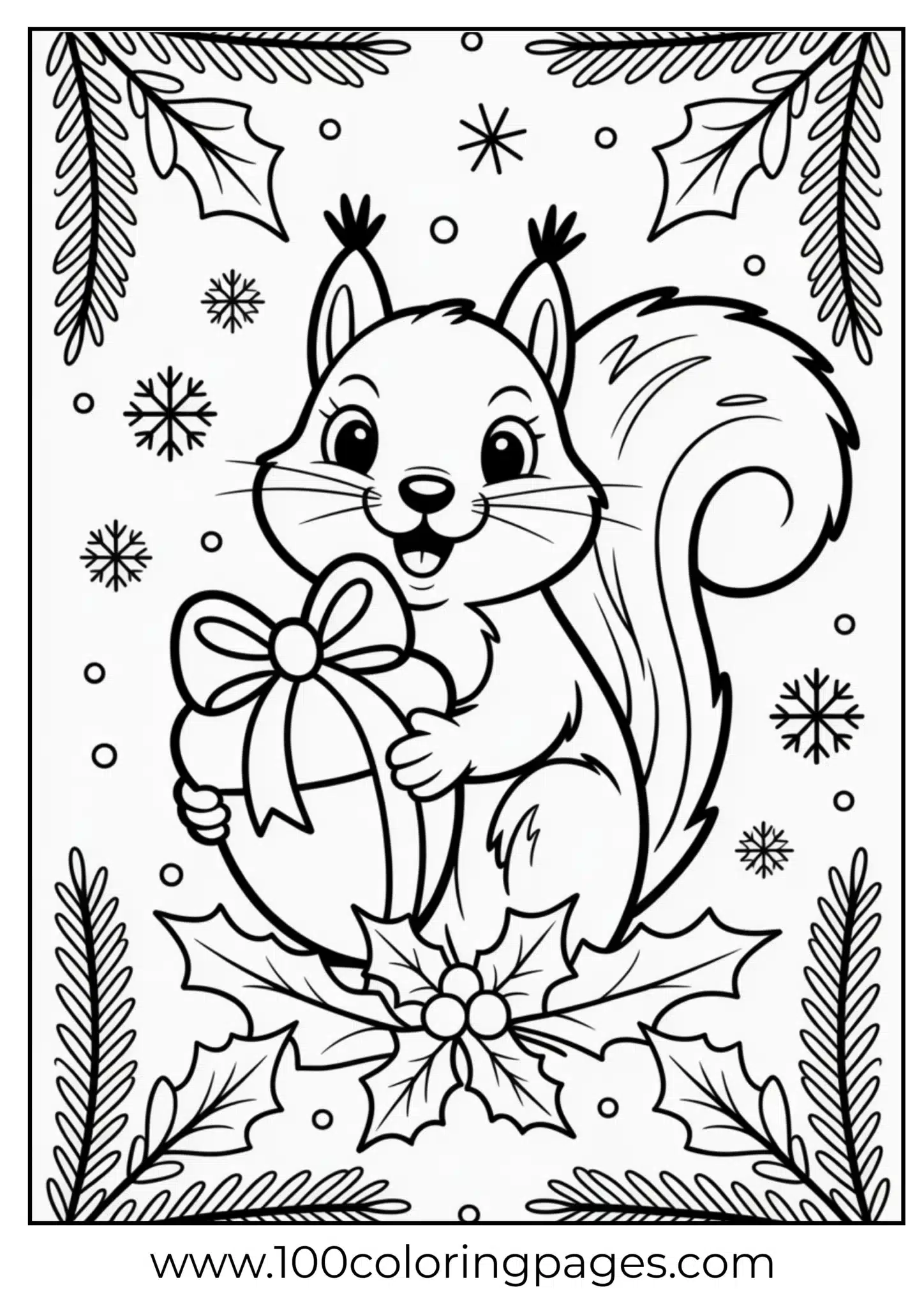 A squirrel with a gift on Christmas