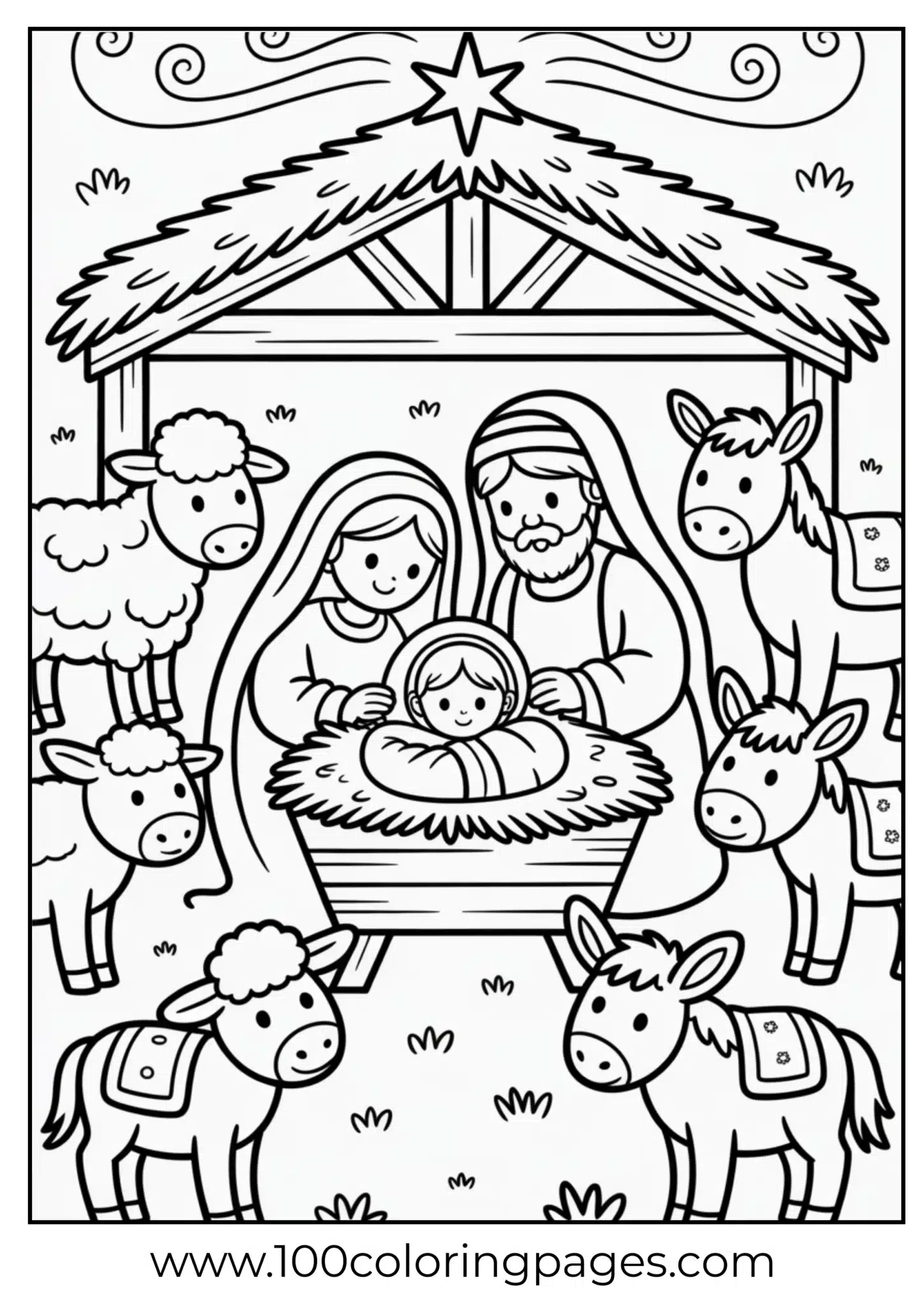 Nativity animals gathered on Christmas