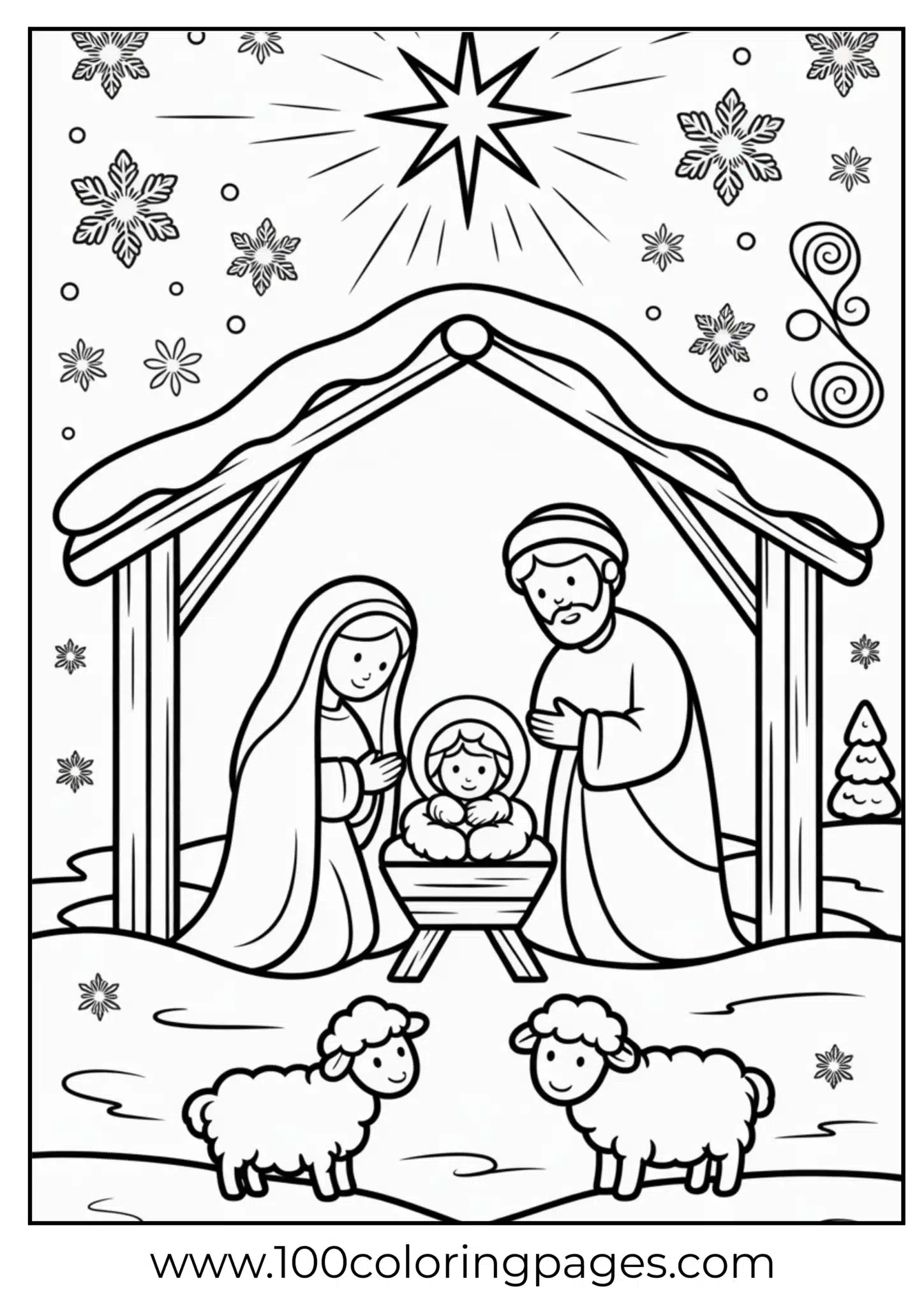 A star above nativity on Christmas night