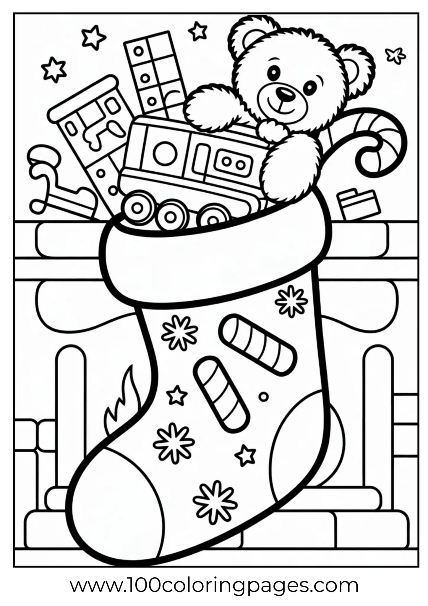 A stocking filled with toys on Christmas