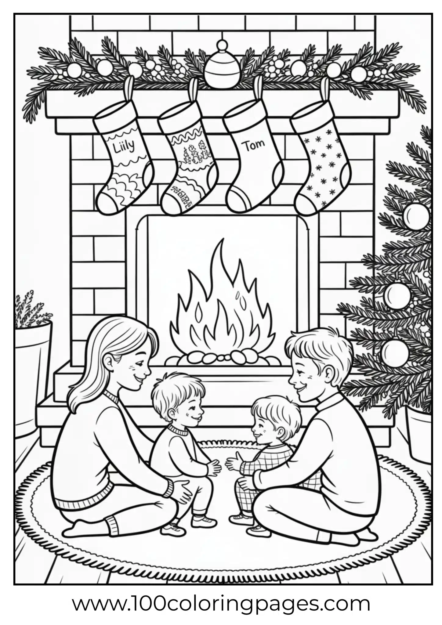 Stockings hanging on fireplace at Christmas