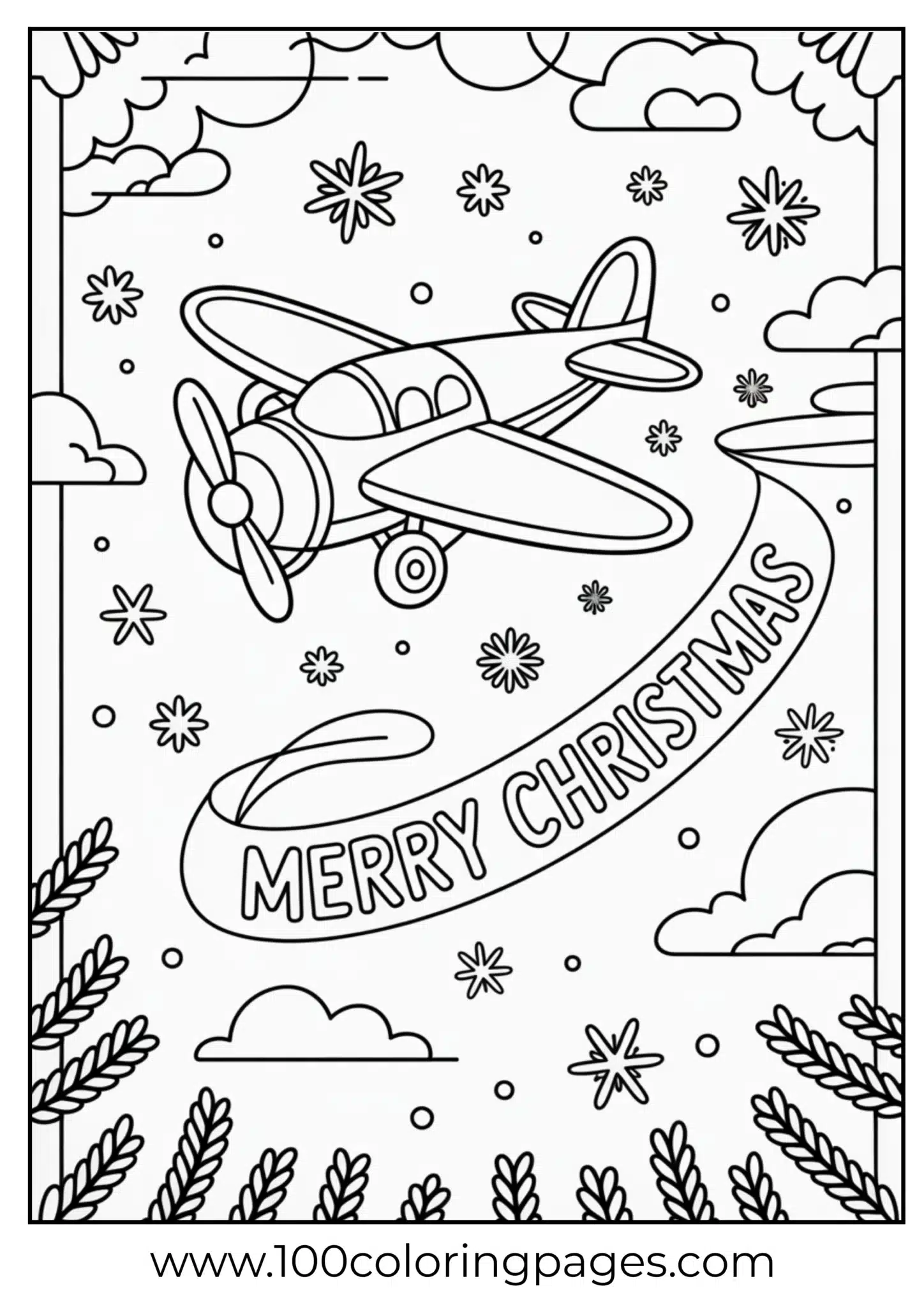 A toy airplane flying with banner on Christmas