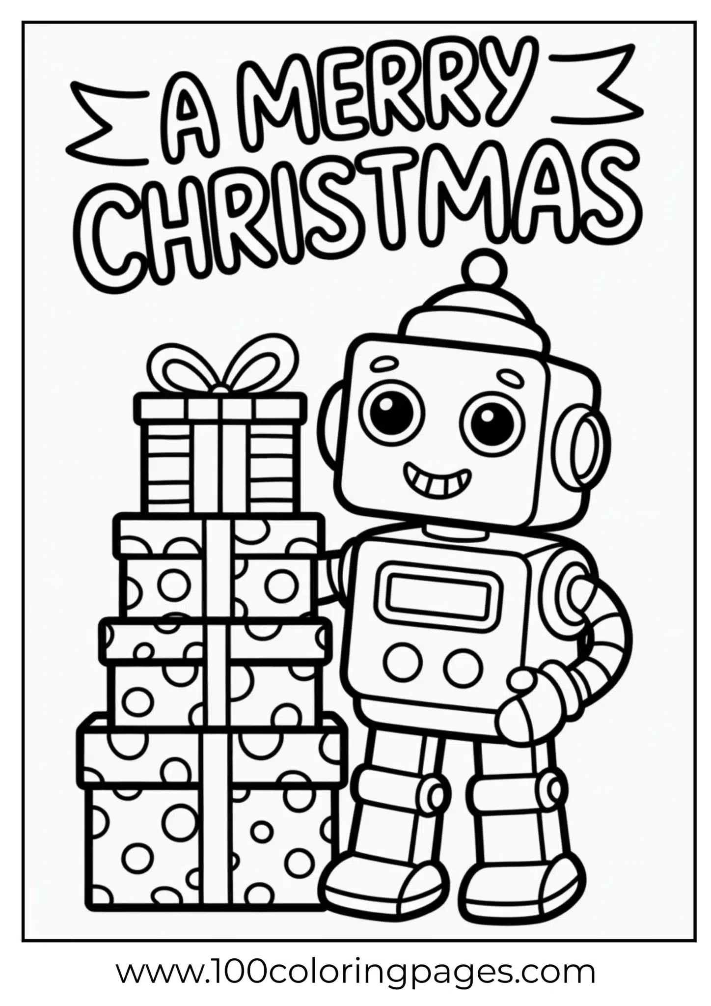 A toy robot decorated for Christmas