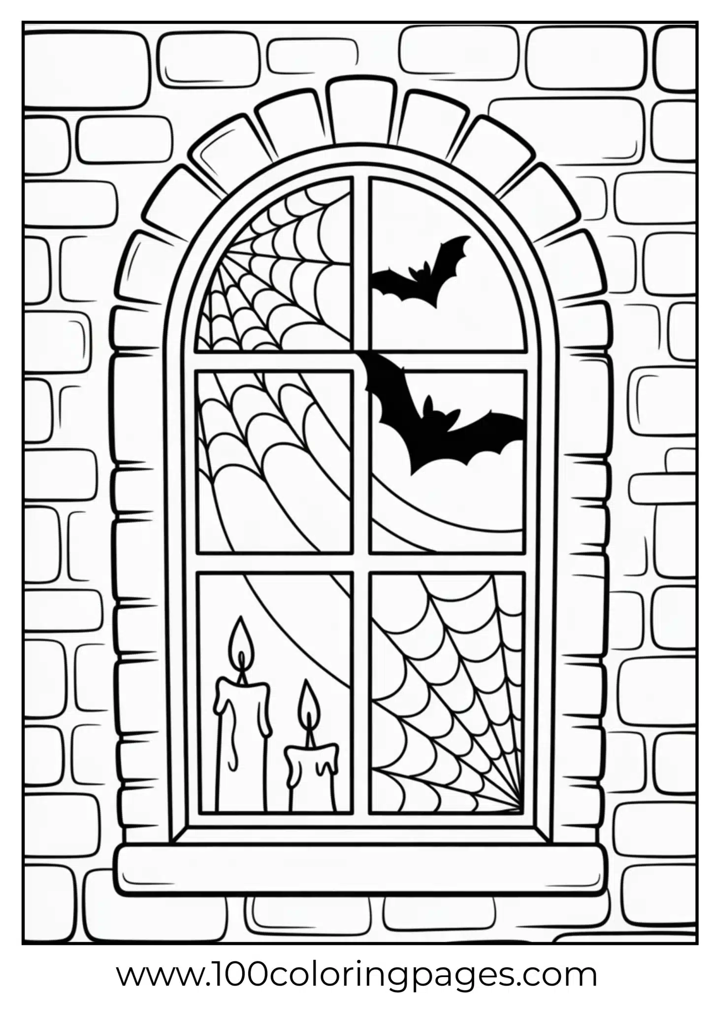 A bat in a castle window on Halloween