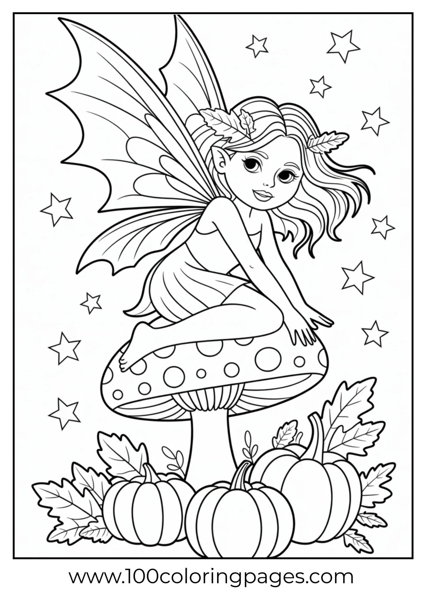 A bat-winged fairy on a mushroom for Halloween