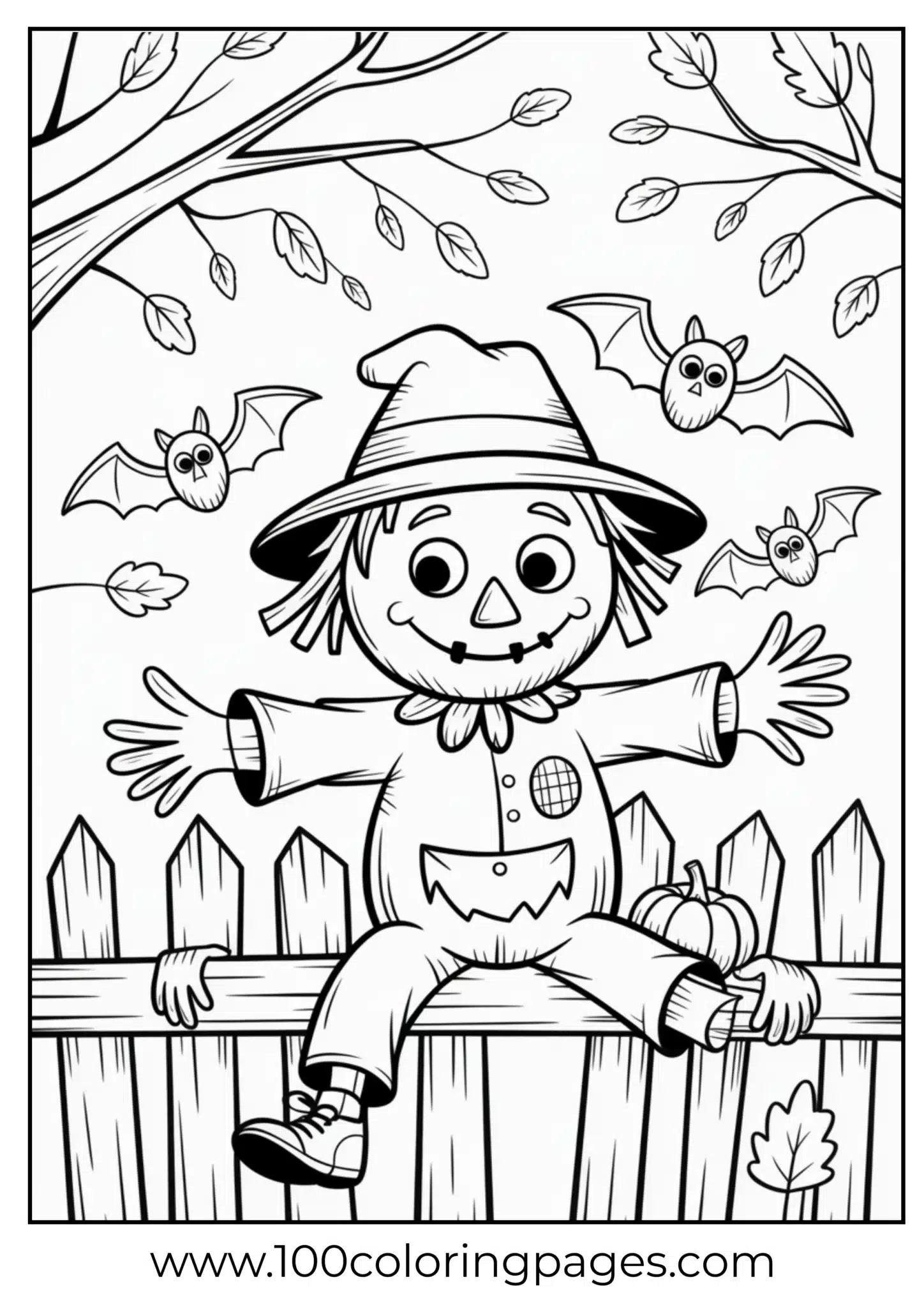 A scarecrow on a fence on Halloween