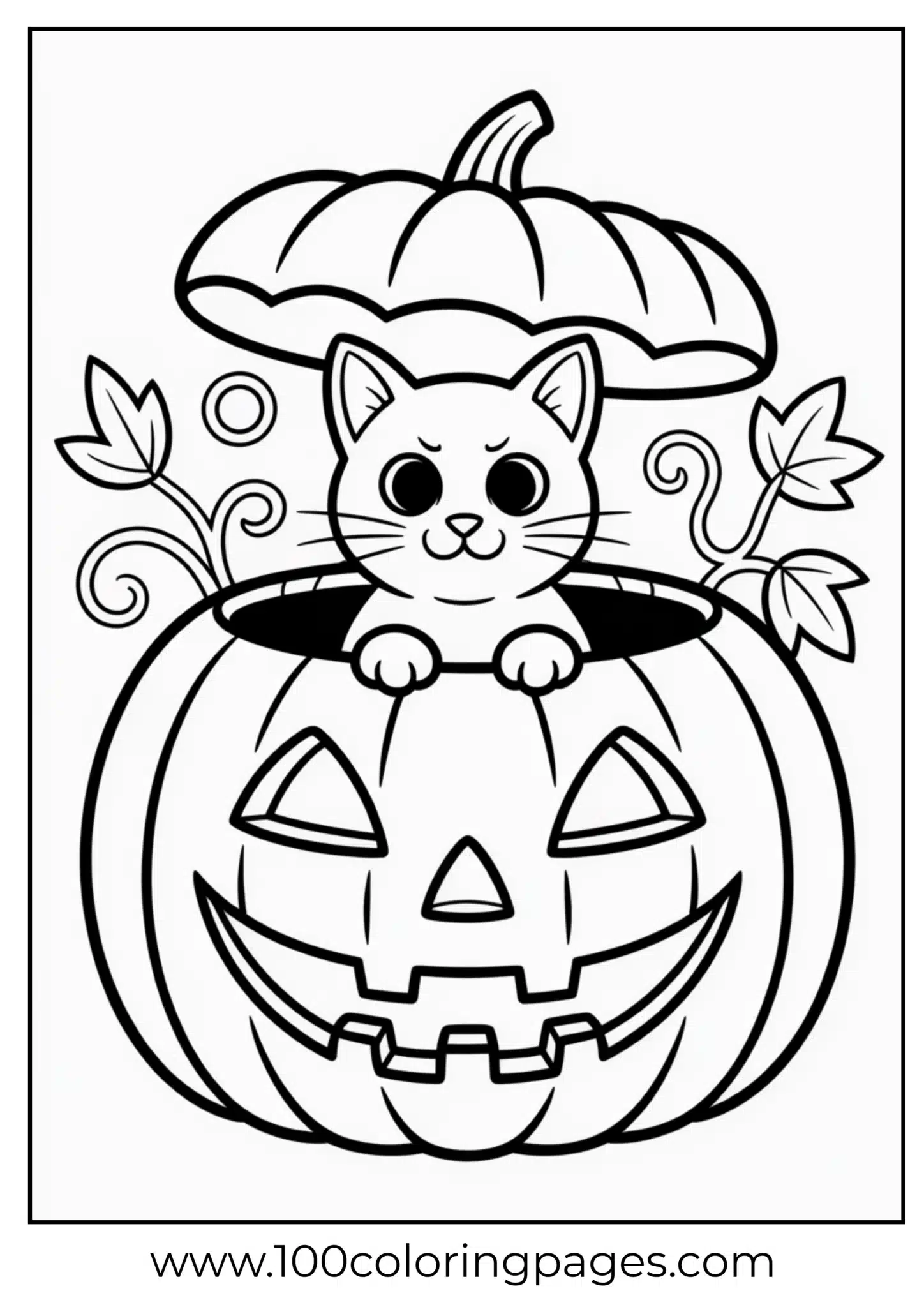 A cat ghost inside pumpkin on Halloween
