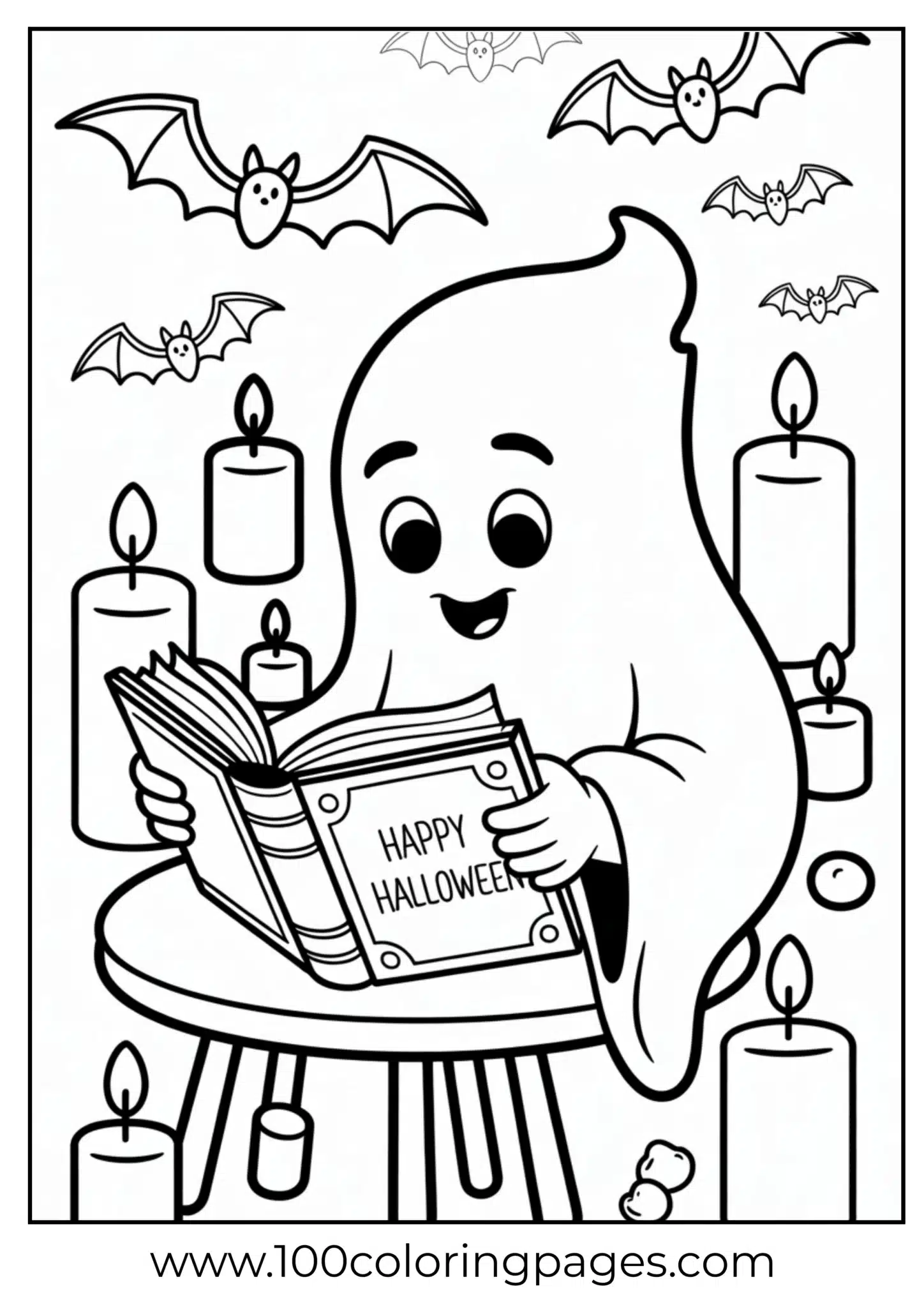 A ghost reading book on Halloween night