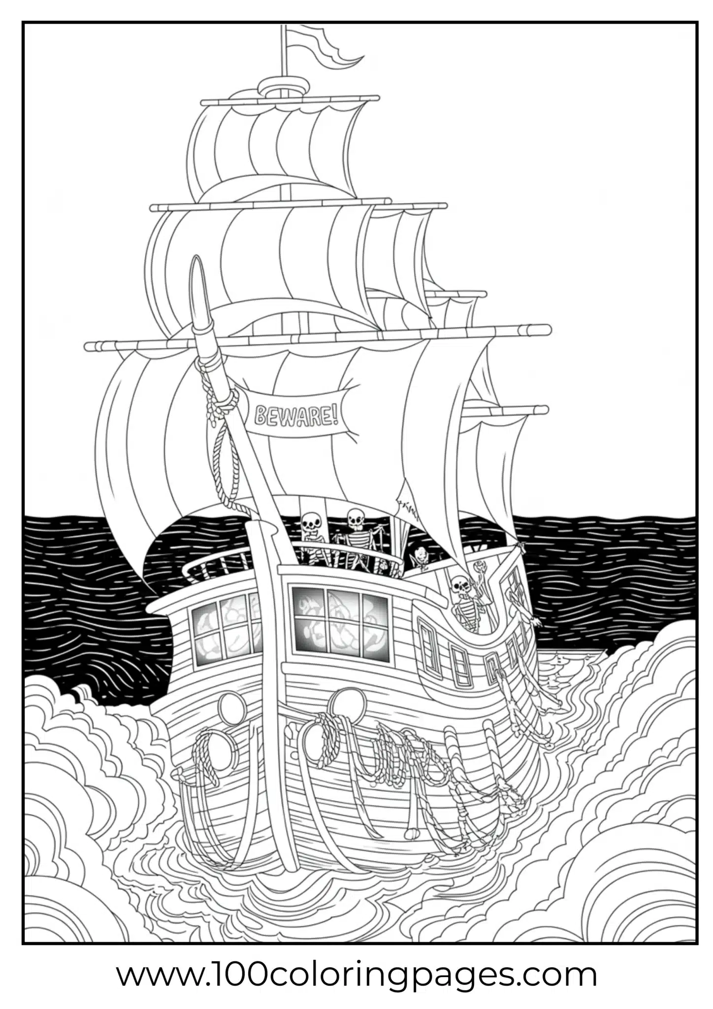 A haunted ship sailing in fog on Halloween