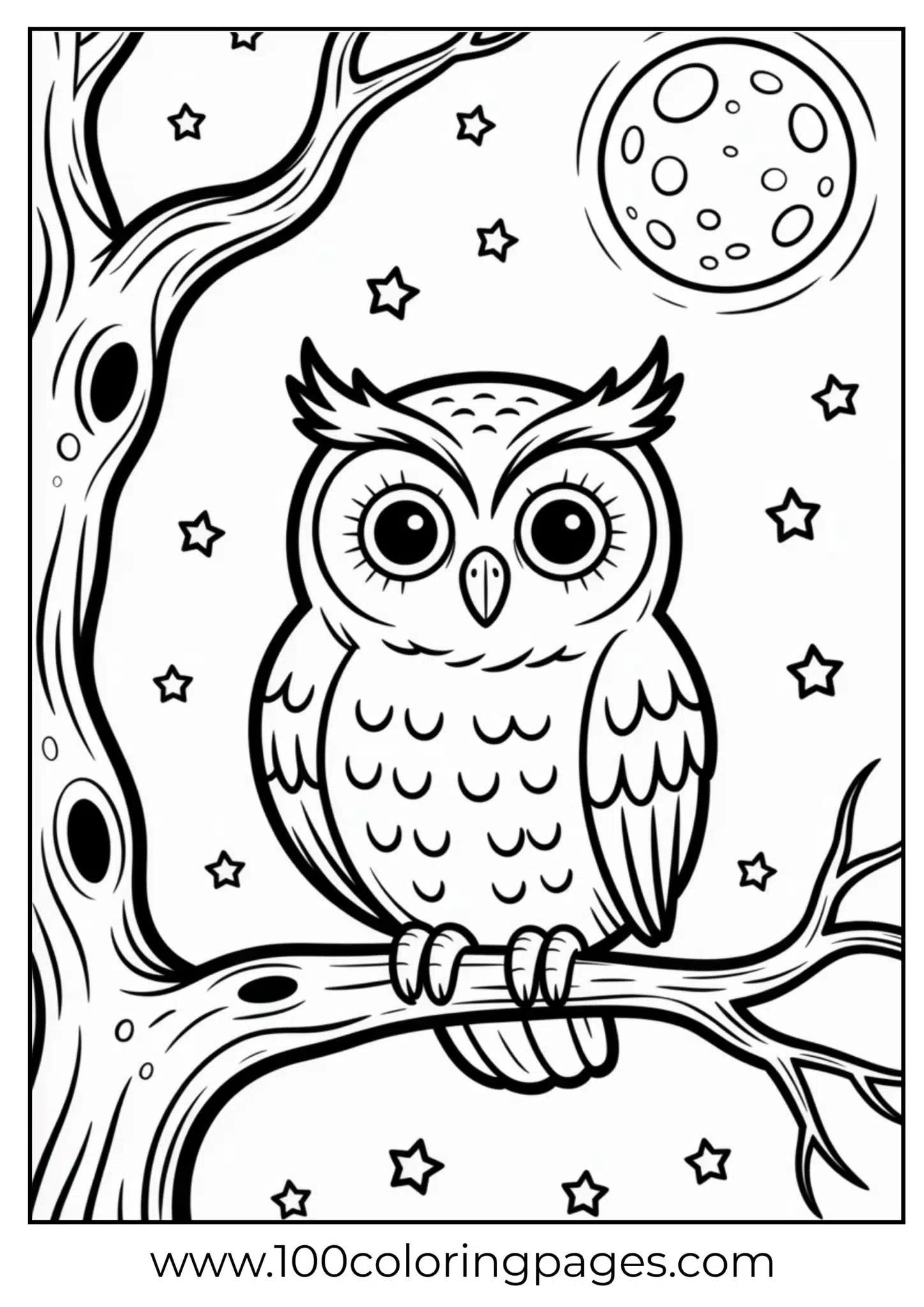 An owl on a tree at night on Halloween