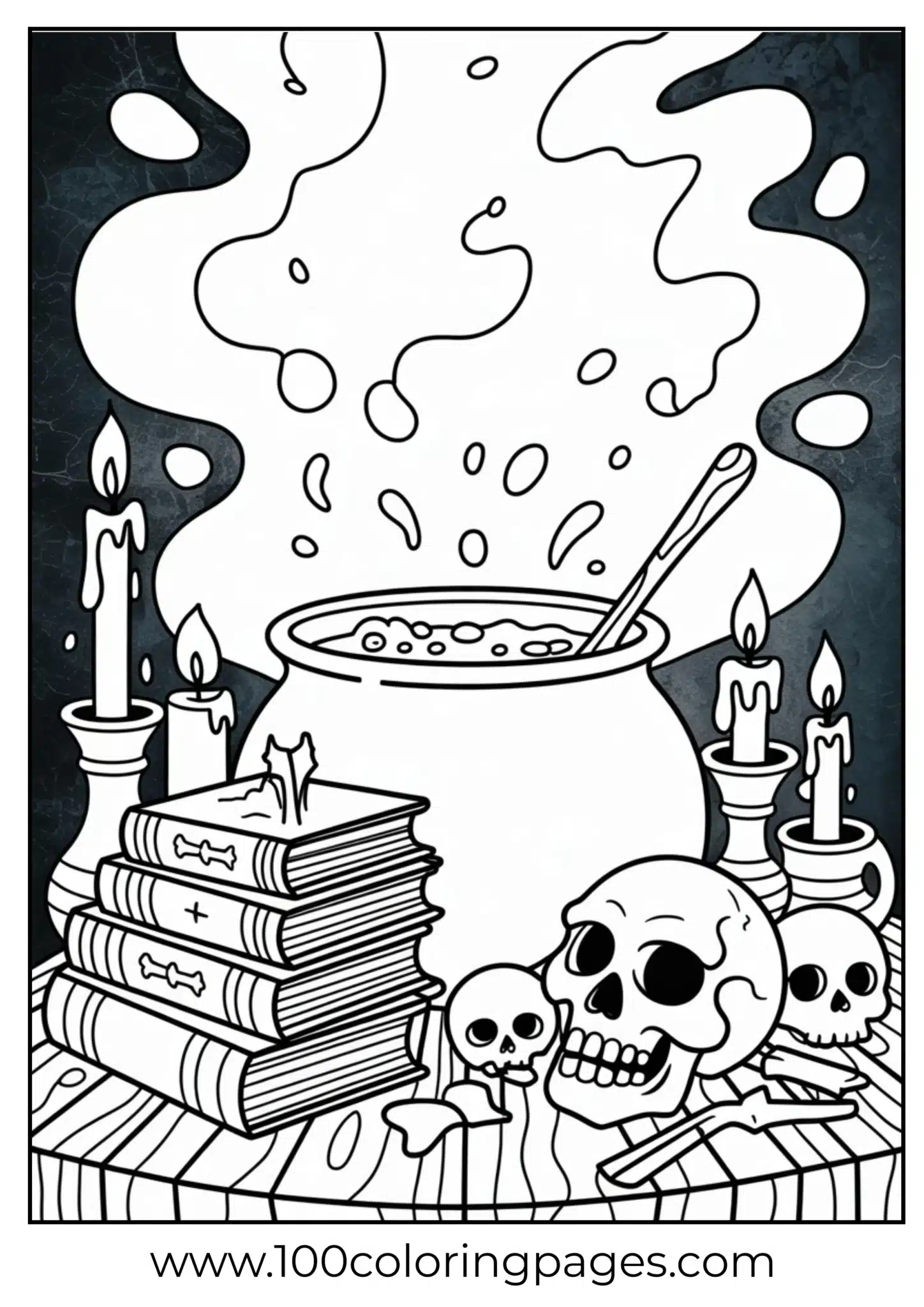 A witch’s potion setup for Halloween
