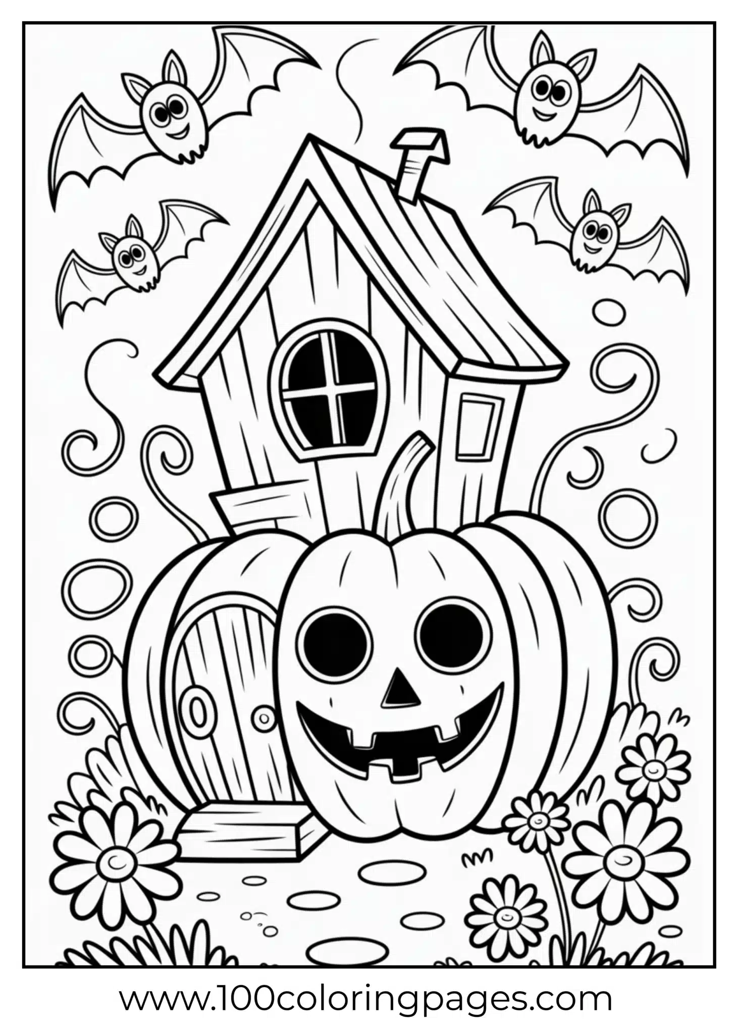 A pumpkin-shaped house on Halloween