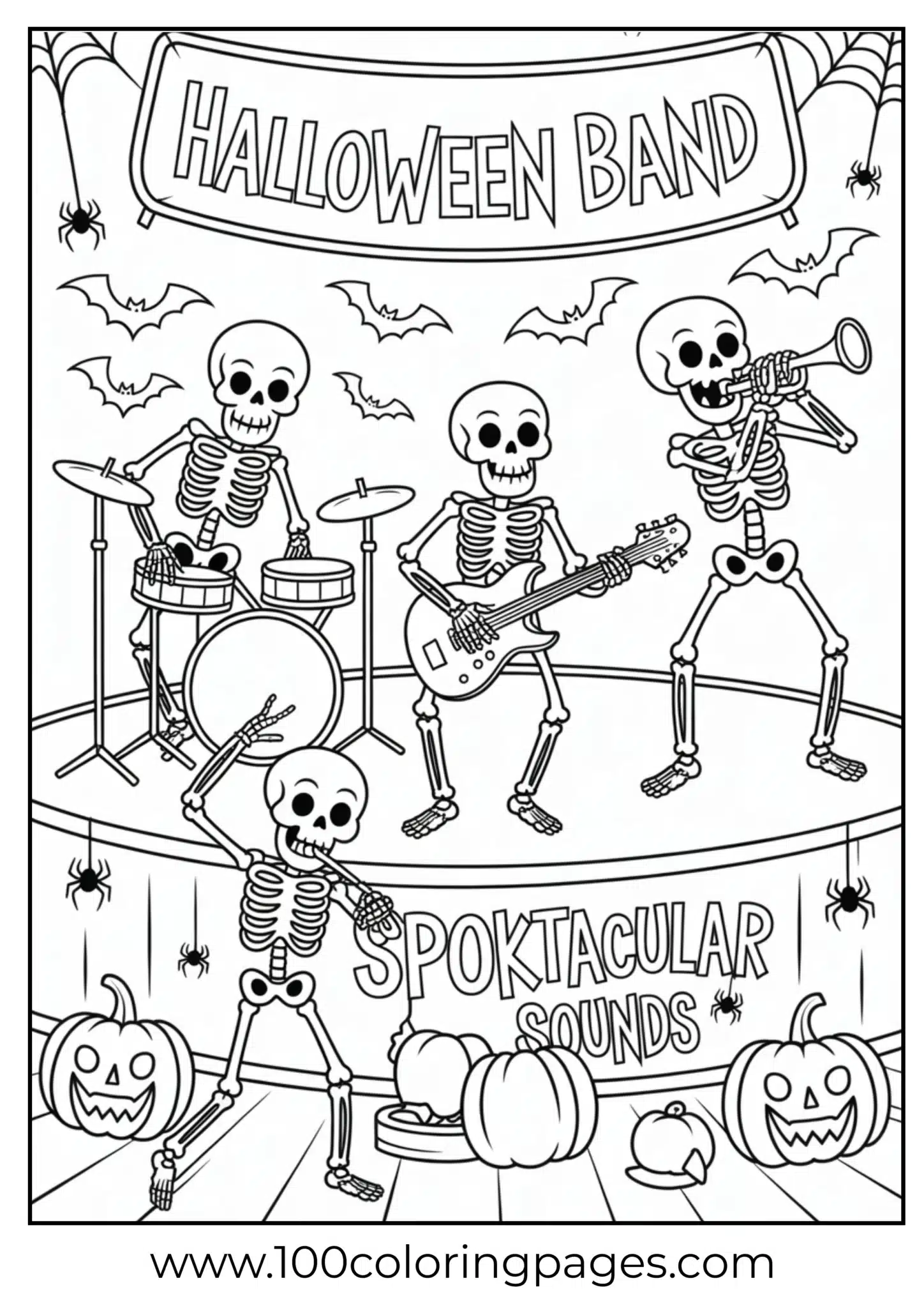 Skeletons playing music on Halloween
