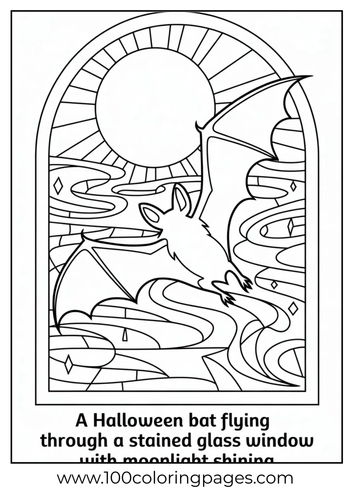 A bat flying through a window on Halloween