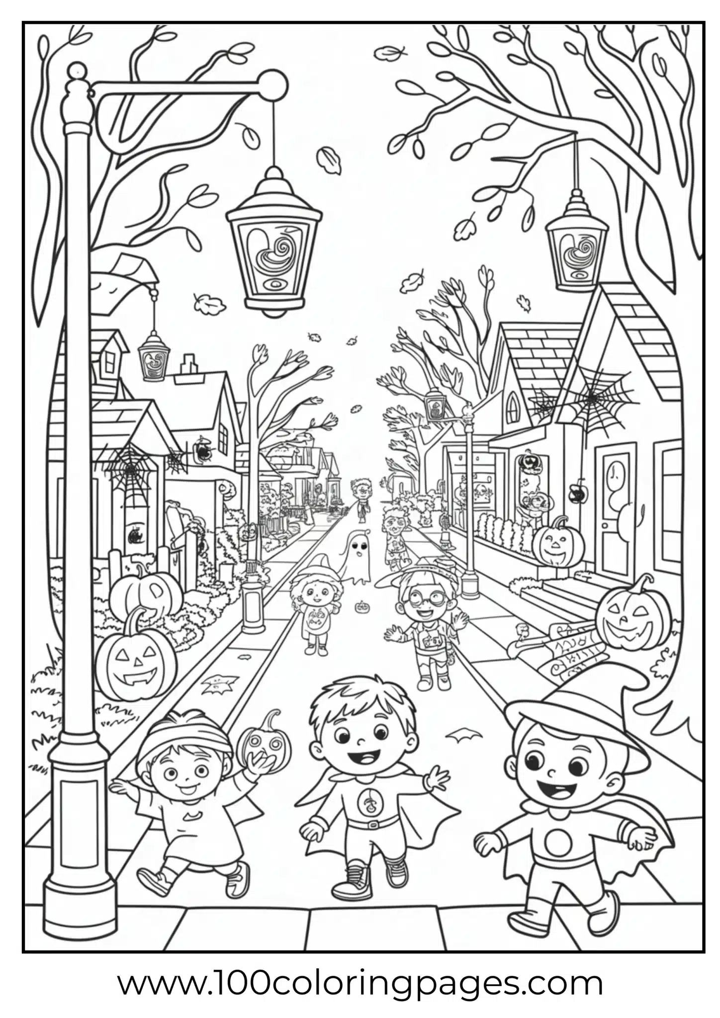 Children trick-or-treating on Halloween night