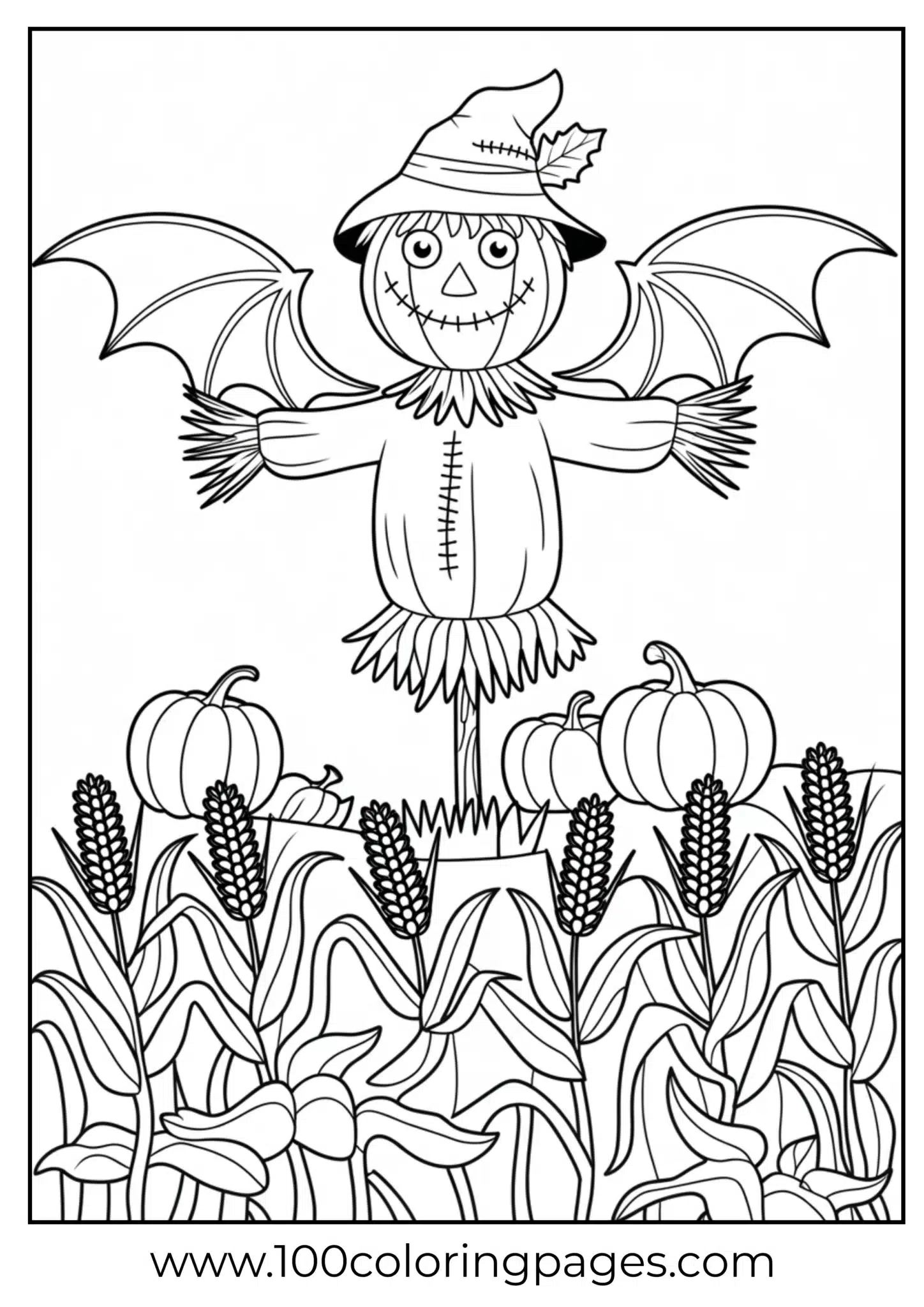 A scarecrow with bat wings on Halloween