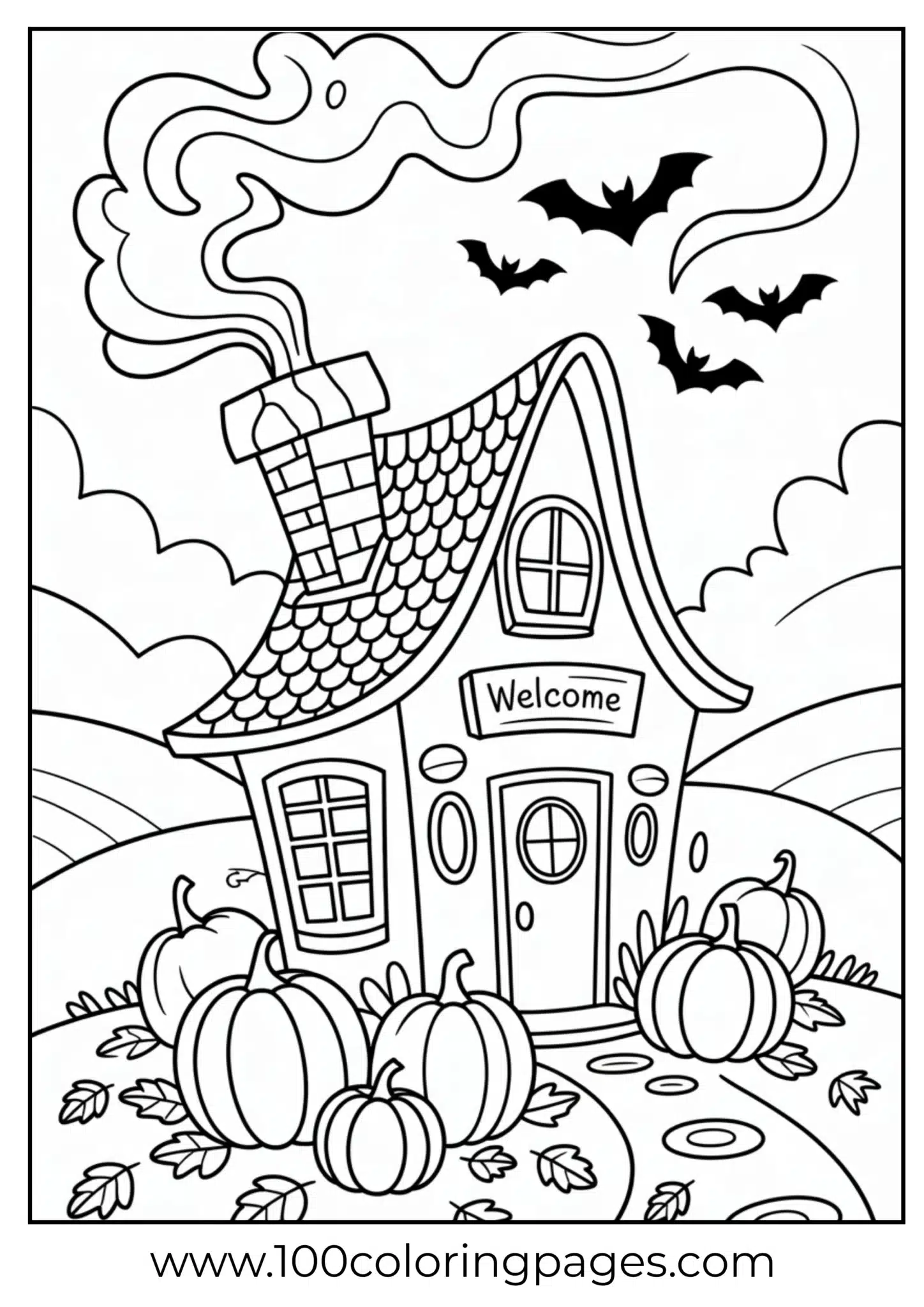 A spooky witch’s cottage on Halloween night