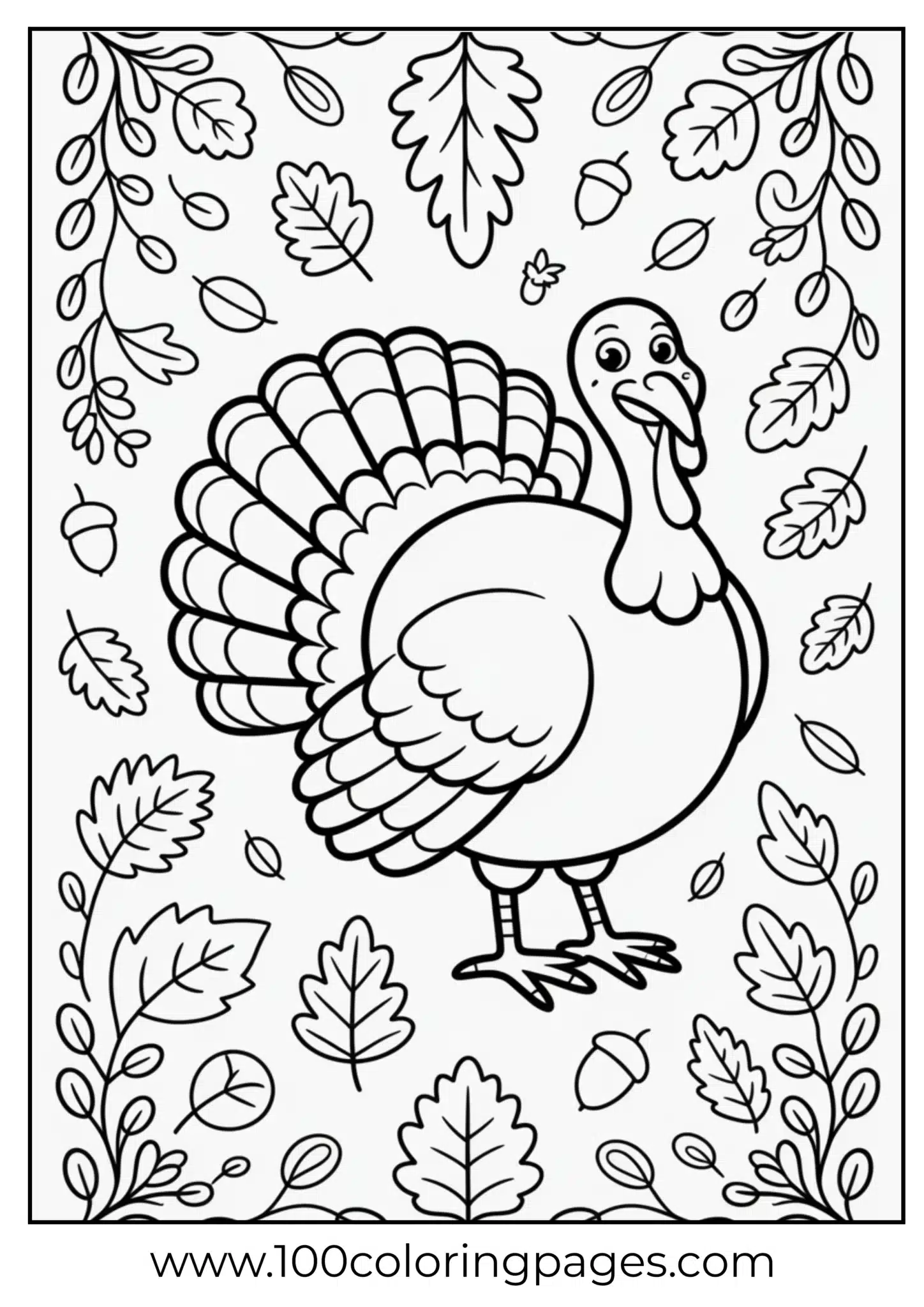 A turkey in autumn leaves on Thanksgiving