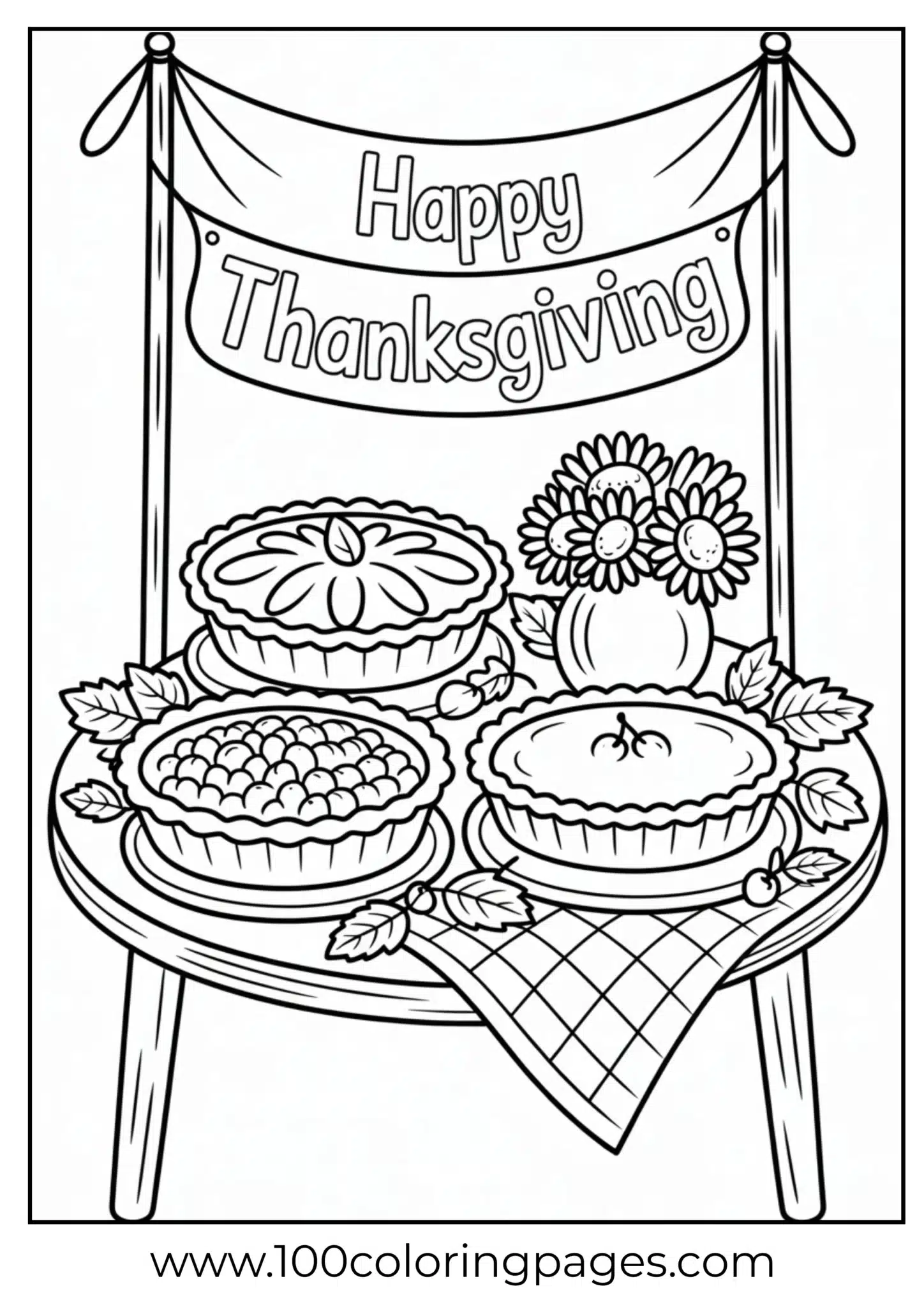 A pie table with desserts for Thanksgiving