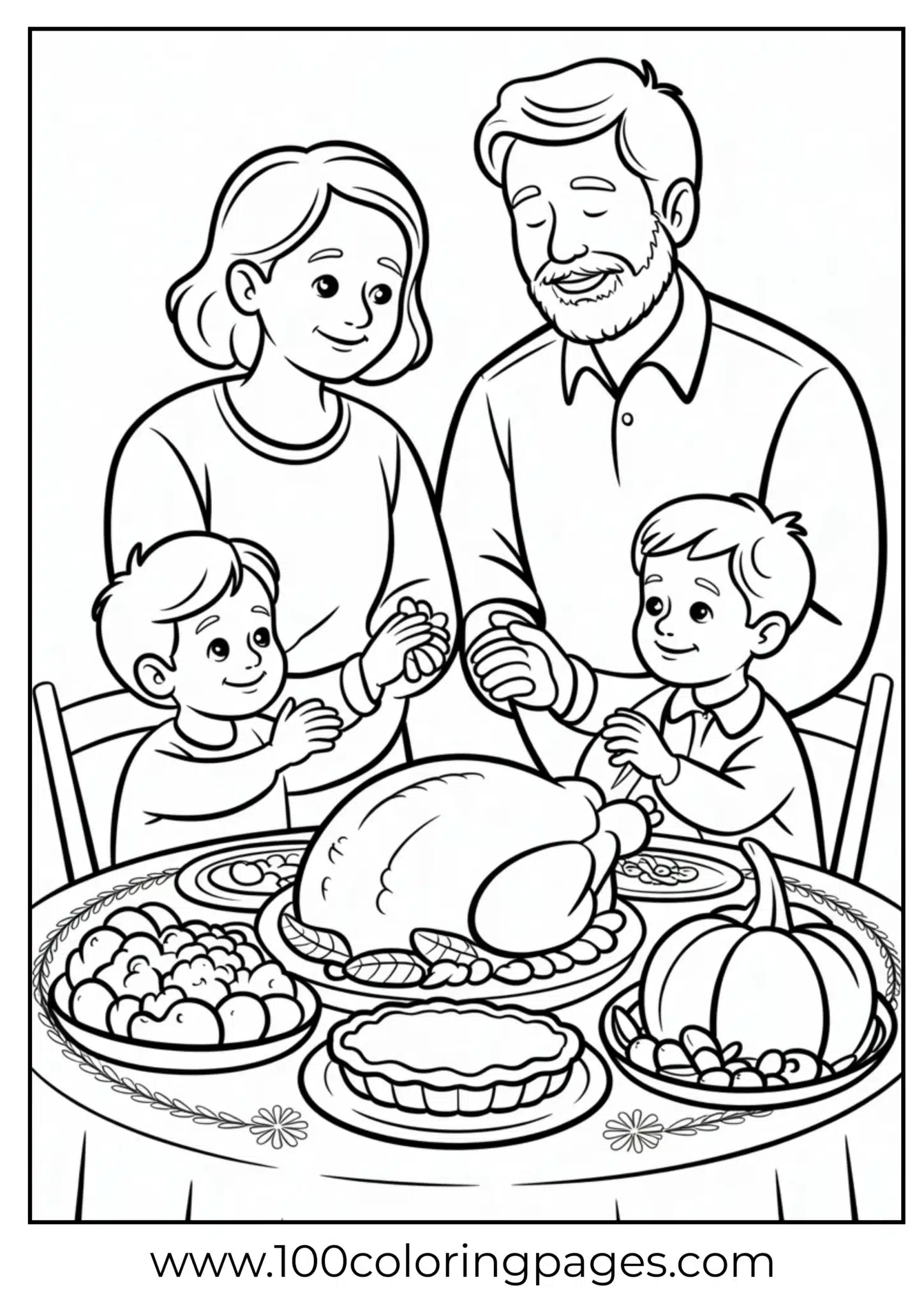 A family praying together on Thanksgiving