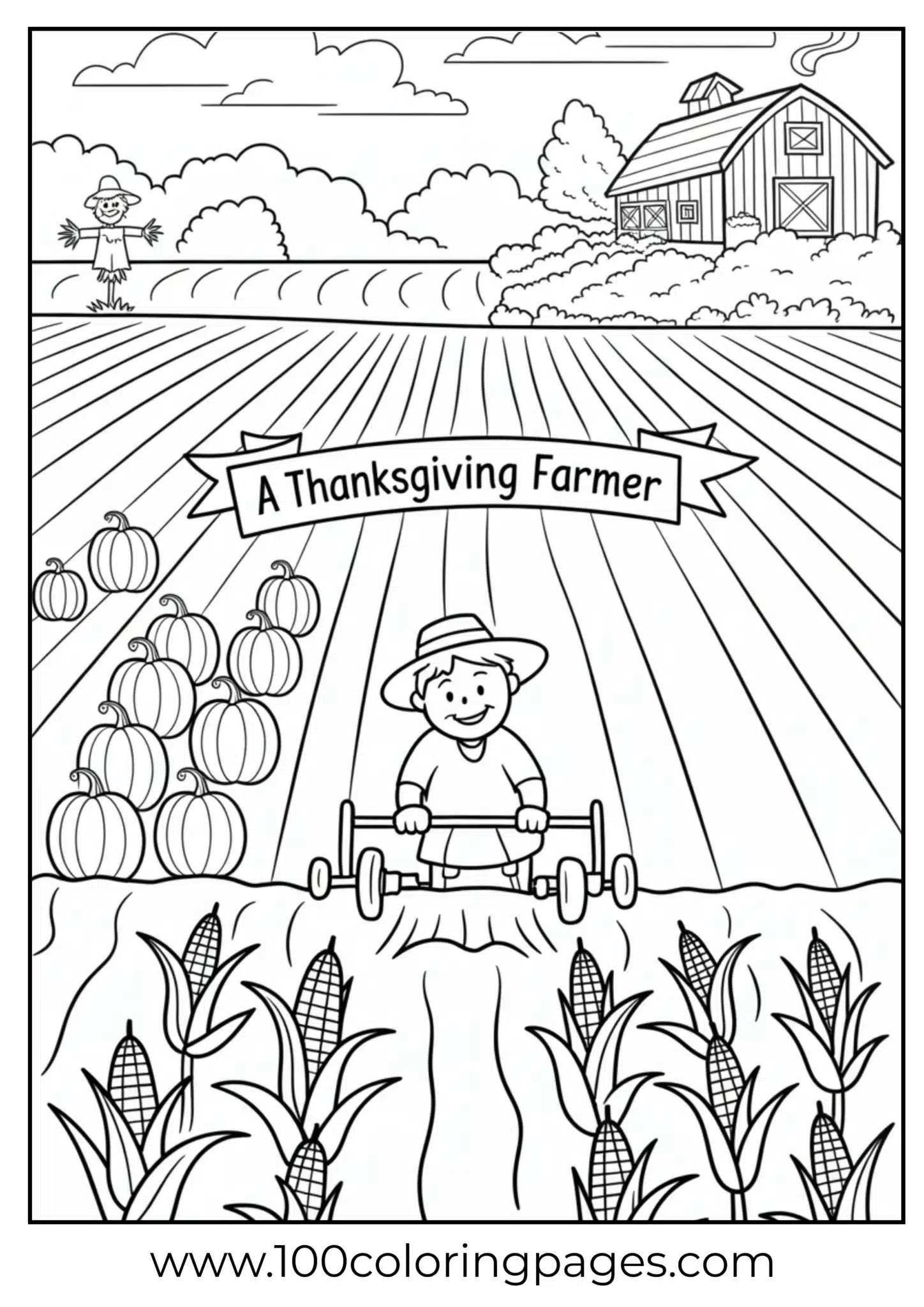 A farmer plowing at Thanksgiving harvest
