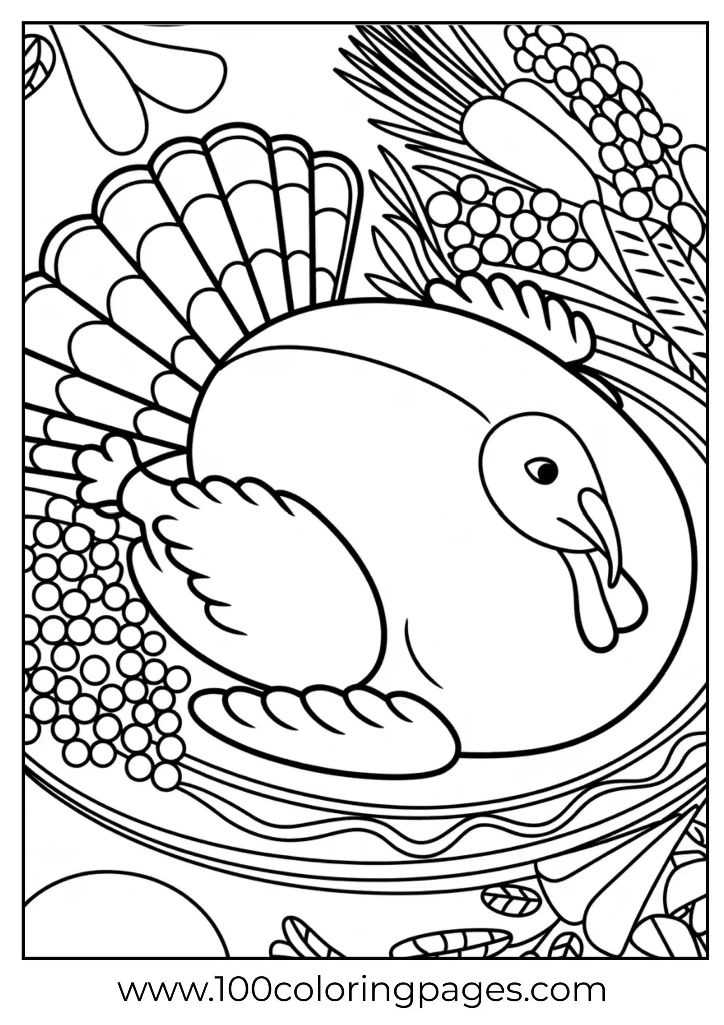 A turkey platter with vegetables at Thanksgiving