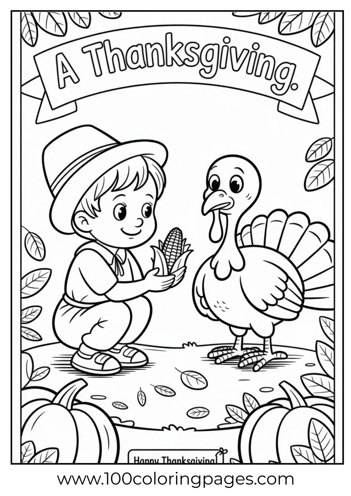 A child feeding turkey on Thanksgiving