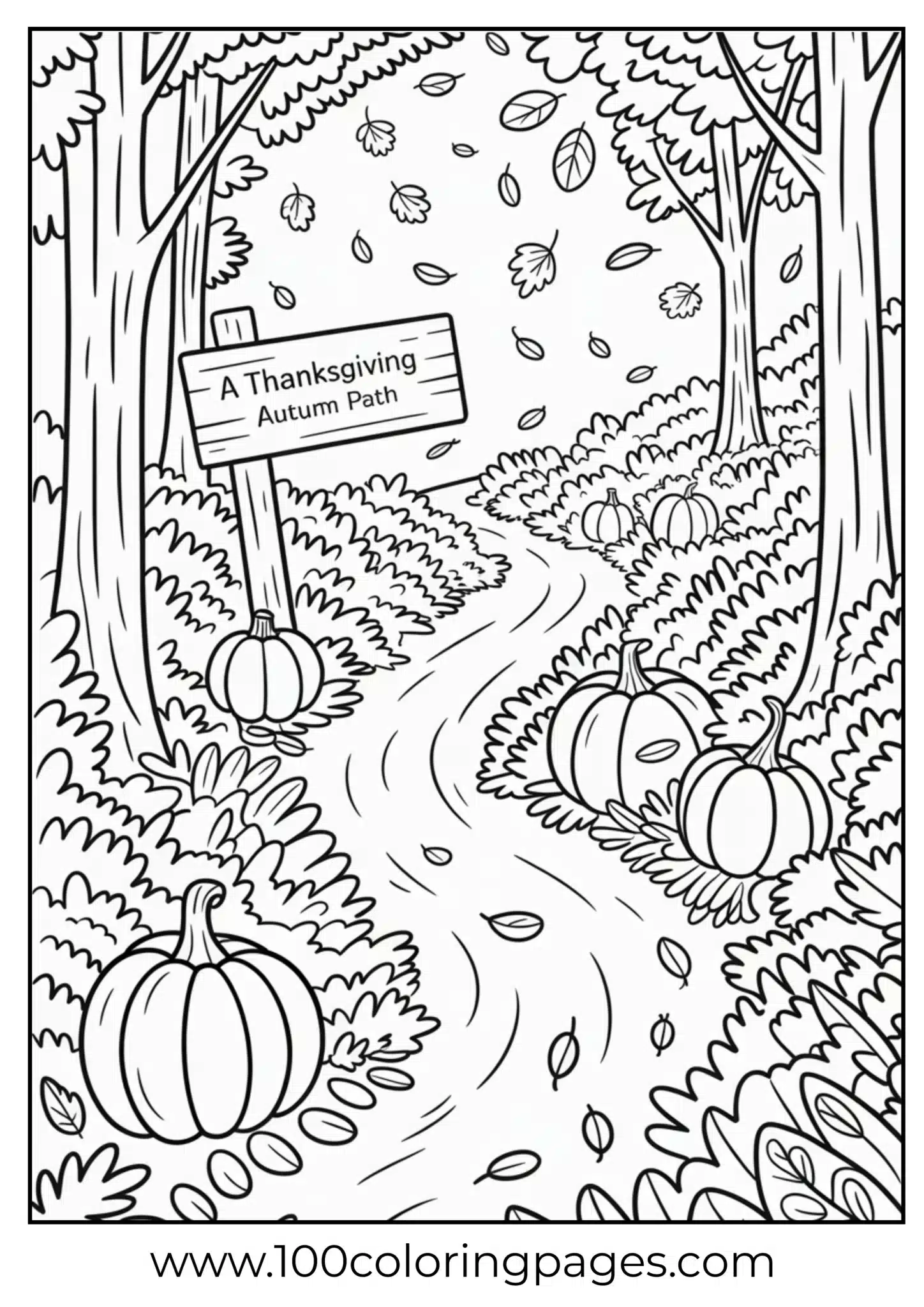 An autumn forest decorated for Thanksgiving