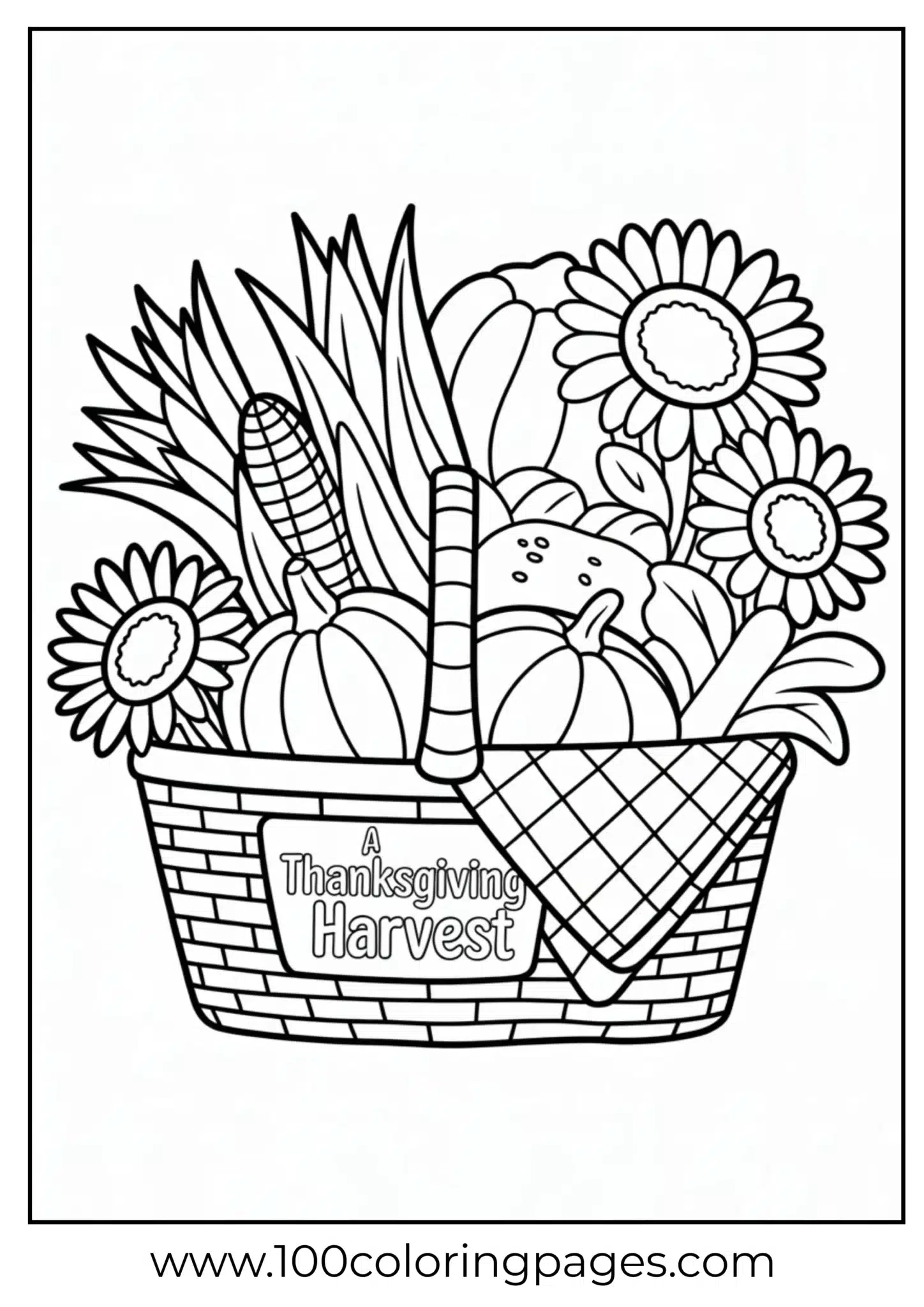 A harvest basket filled with crops on Thanksgiving